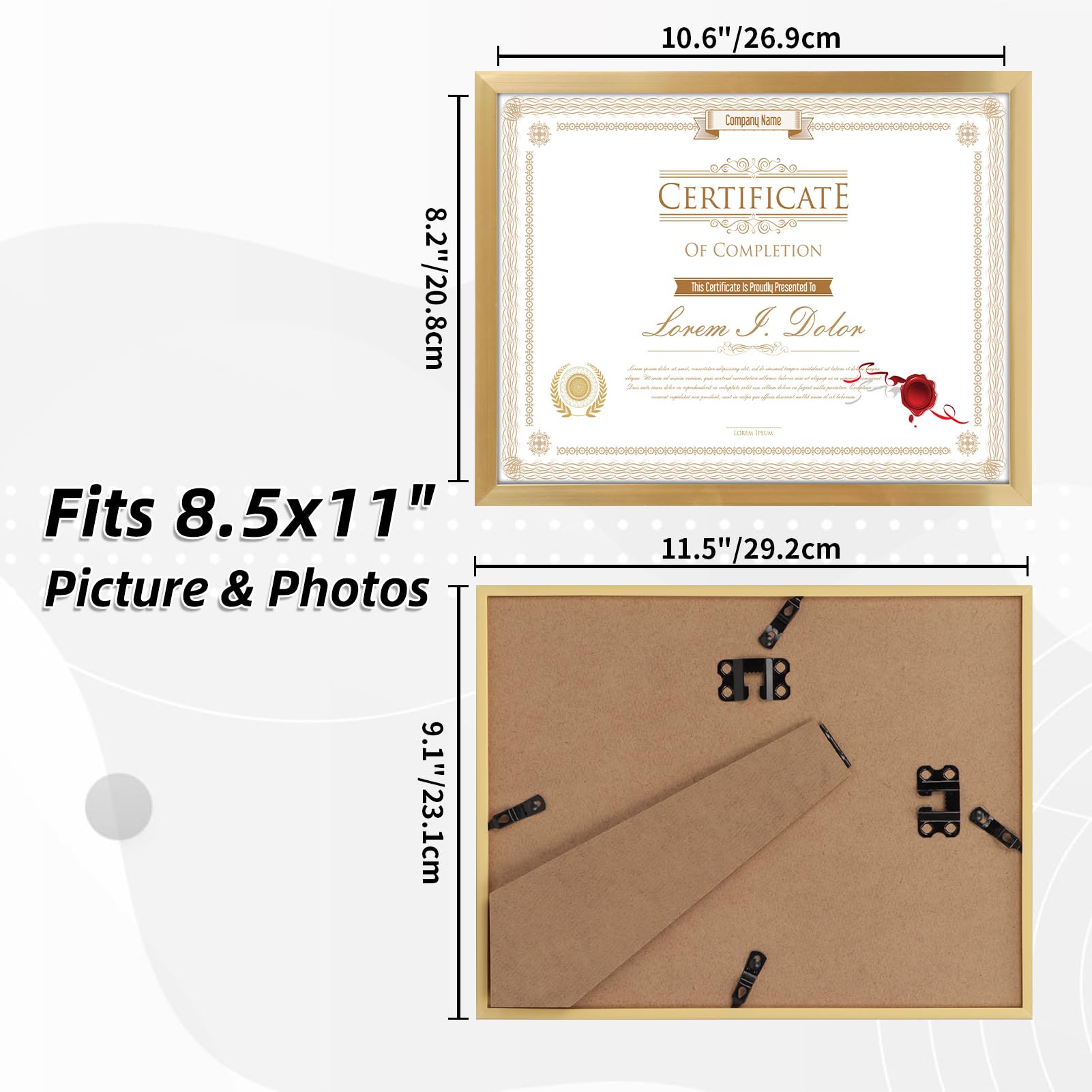 WIFTREY 16 Pack 8.5x11 Certificate Picture Frames, Multi 8.5 by 11 Photo Frame Bulk for Document Award, Wall Hanging or Tabletop