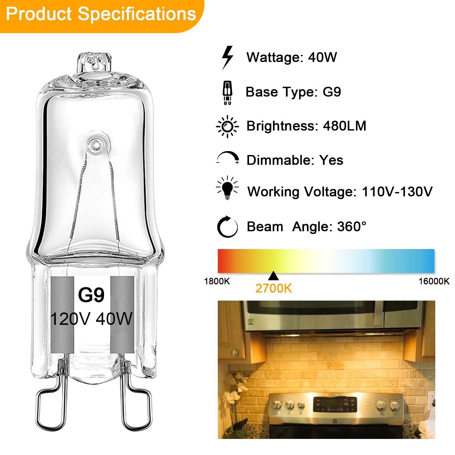 DUMILOO G9 Halogen Light Bulb 40W for Whirlpool Microwave Oven  Whirlpool Over The Stove Range Microwave  Replace W10709921 (4 Pack)