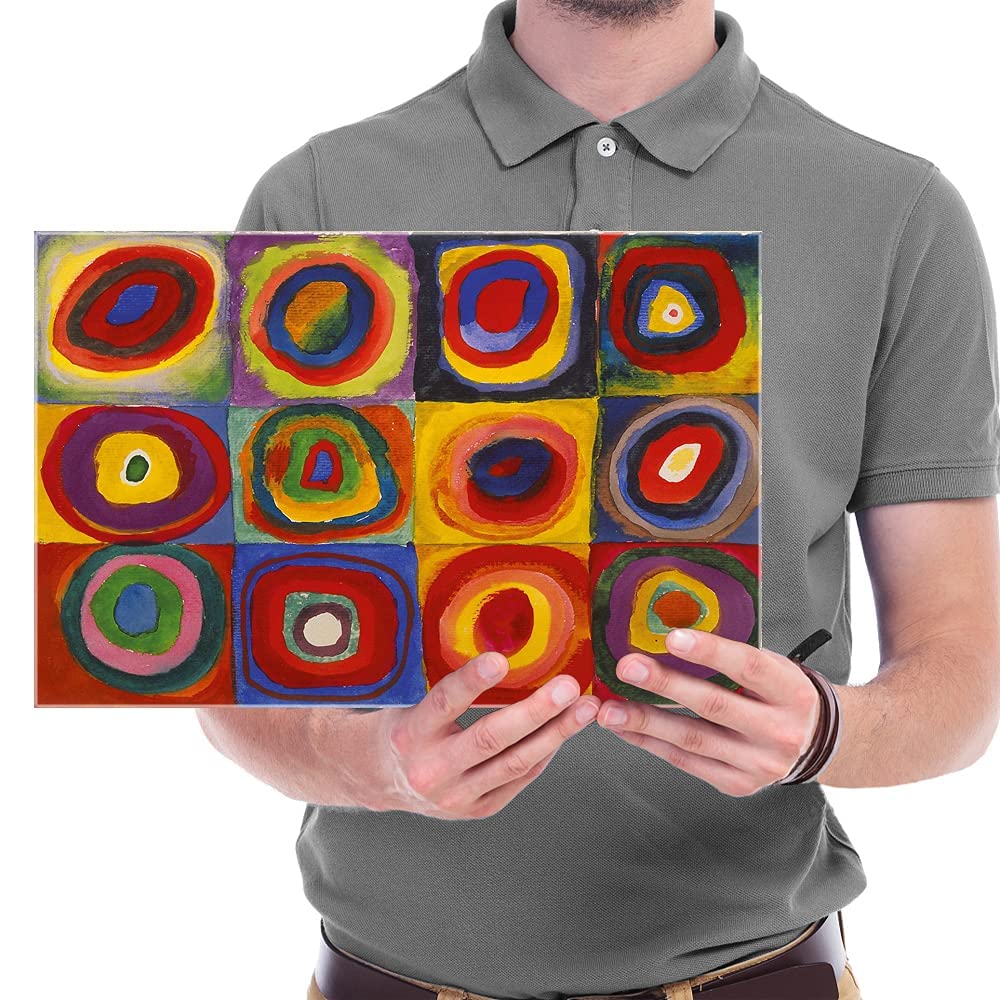Wieco Art Squares With Concentric Circles Canvas Wall Art Print Of Wassily Kandinsky'S Famous Paintings Abstract Wall Art For Wa