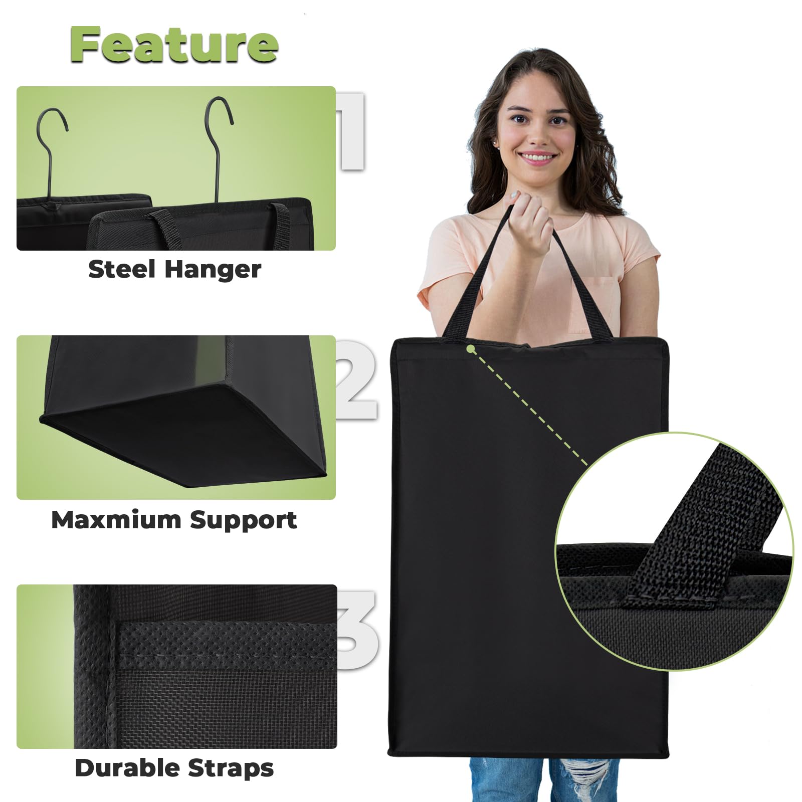 Fentec Hanging Laundry Hamper, Hanging Laundry Basket, Slim Laundry Hamper Bag With Handles, Portable Hanging Closet Hamper, Mes