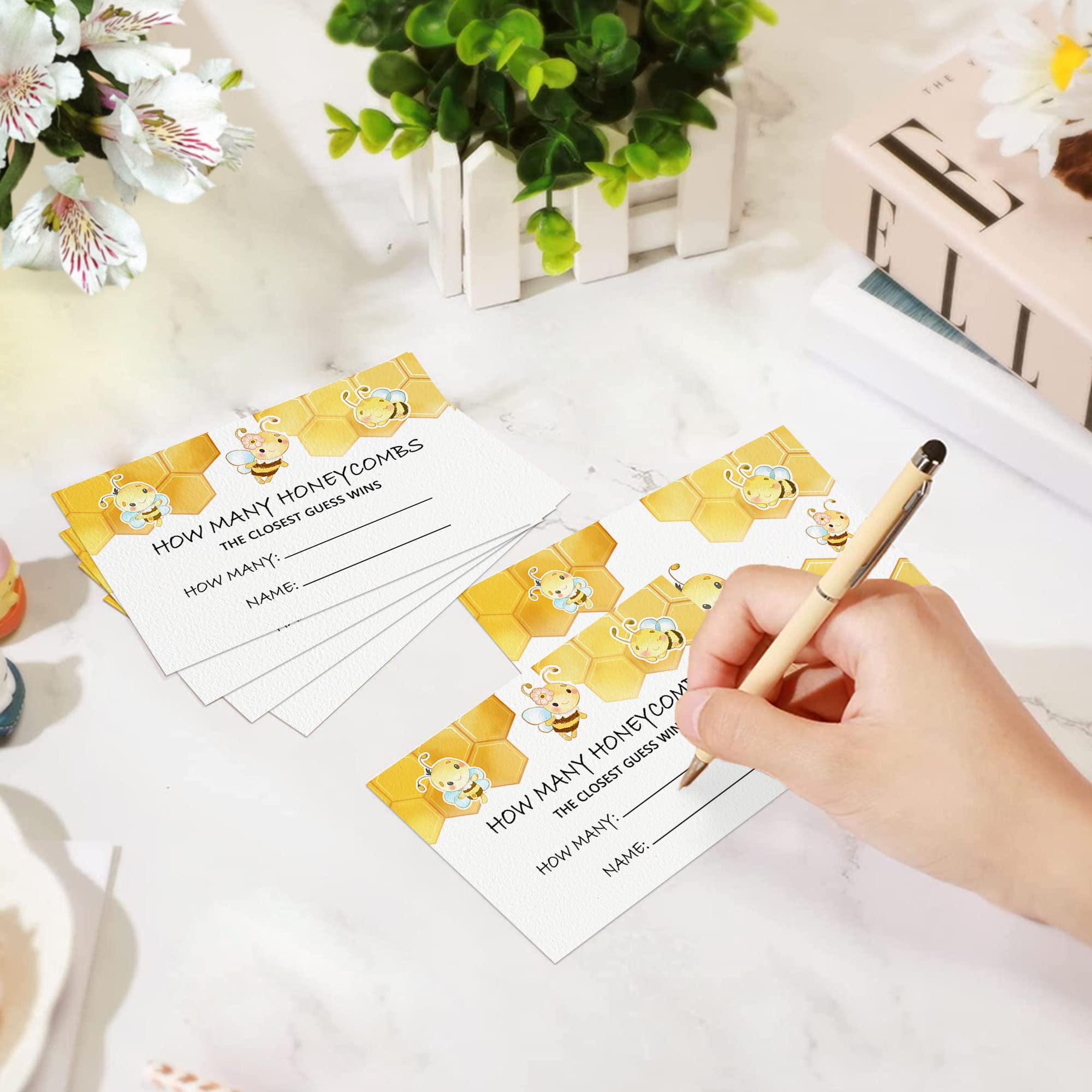 Azbuk Guess How Many Honeycombs Game For Baby Shower, 50 How Many Cards And 1 Box, Funny Baby Shower Game Ideas For Boys Or Girl