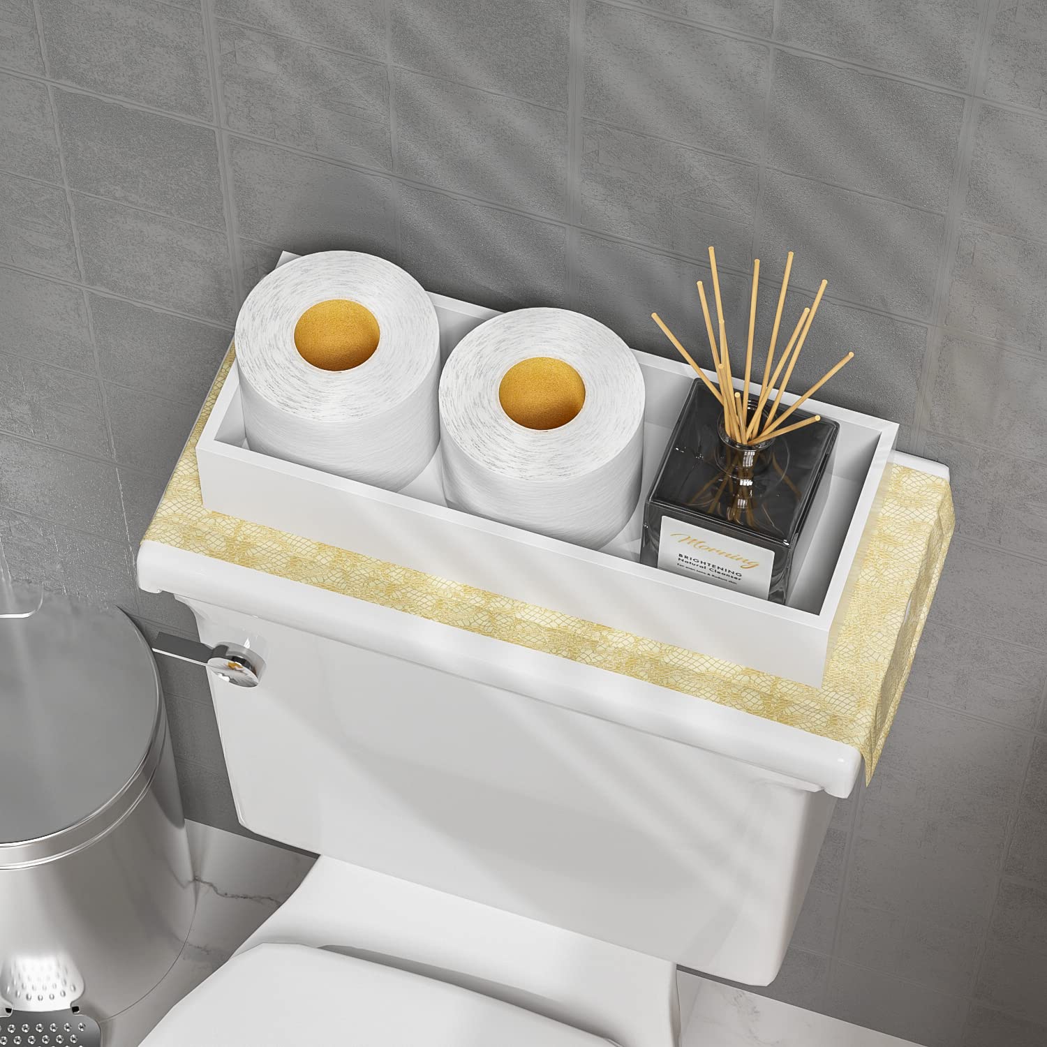 Bathroom Vanity Tray Bamboo Tray - Guest Towel Organizer Holder Tray Wood Sink Tray  Toilet Tank Tray Perfume Tray for Home Decoration 15