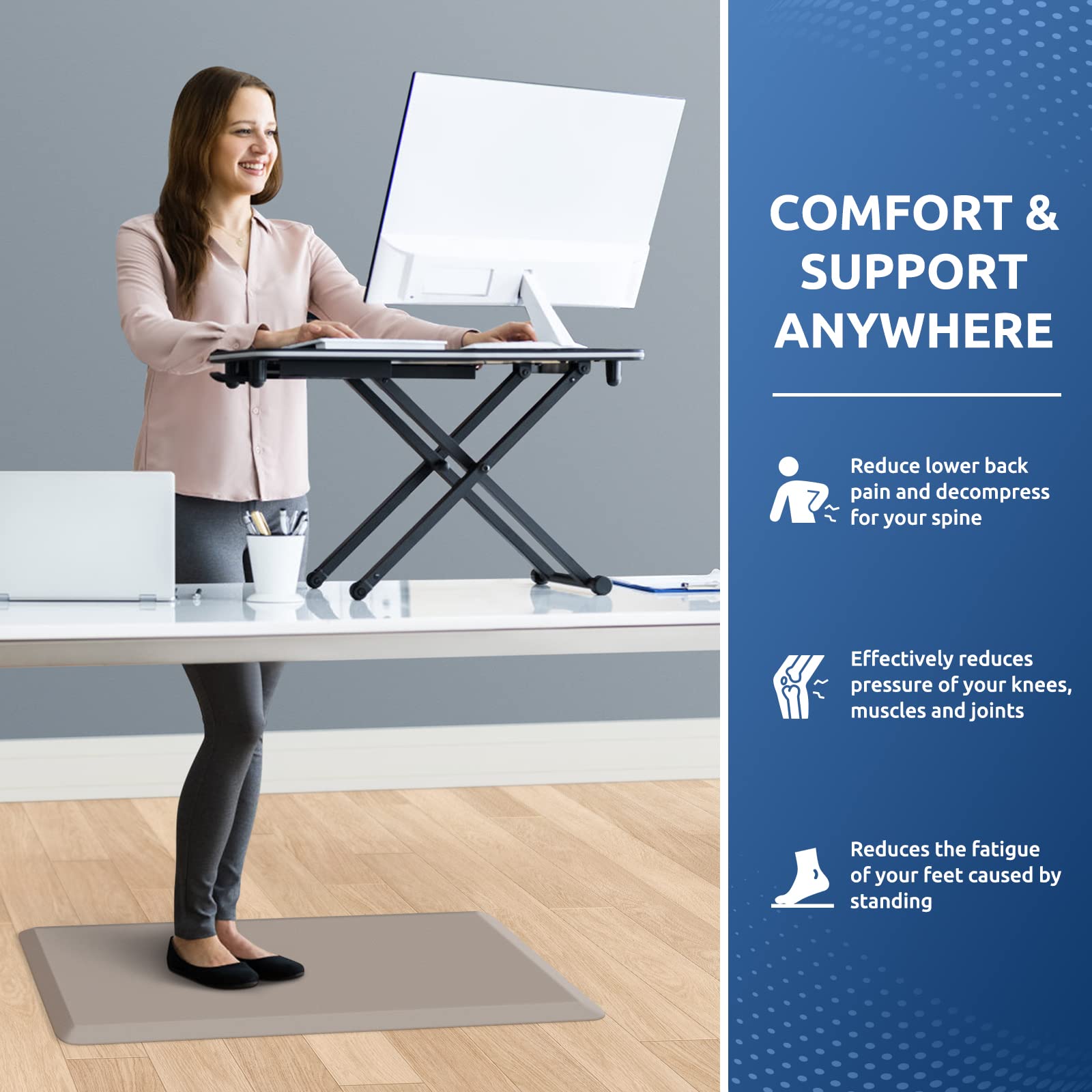 Kitchenclouds Kitchen Mat Cushioned Anti Fatigue Rug 24''X70'' Waterproof, Non Slip, Standing And Comfort Desk/Floor Mats For Ho