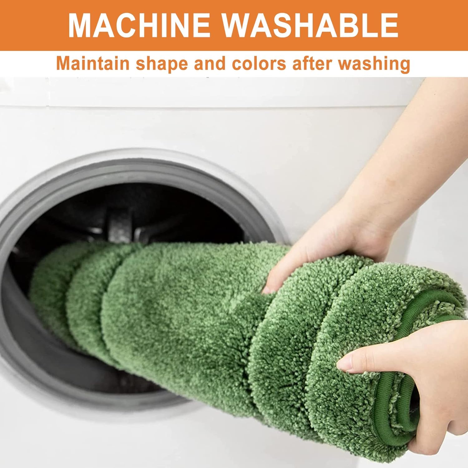 Beqhause Bath Mat, Non-Slip Polyester Bathroom Rug, Soft And Absorbent, Quick Dry Shaggy Shower Mat, 20'' X 32'', Green