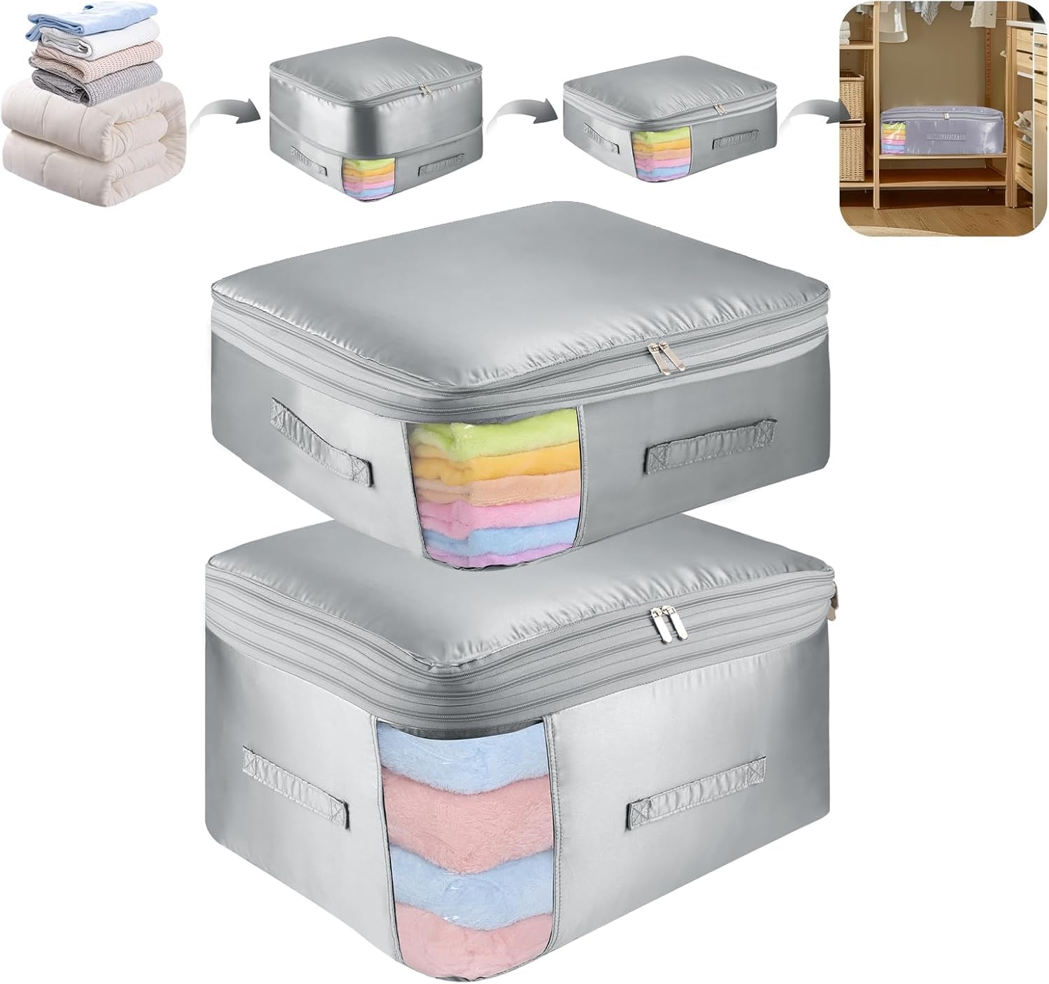 Rexez Storage Duvets, Pack Of 1, L, Storage Bag For Clothes Storage, SpaceSaving SelfCompressing Organiser For Space Saving In