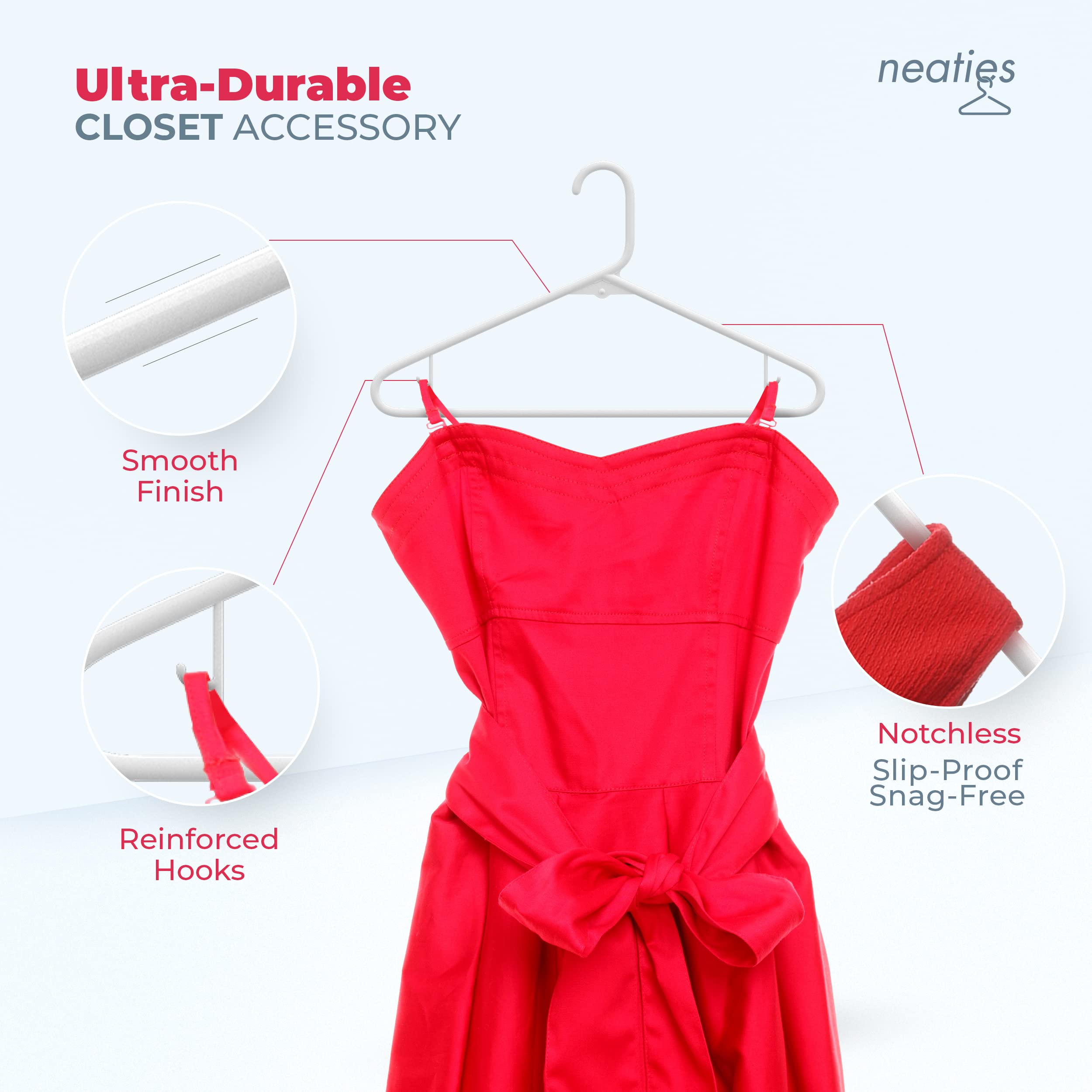 60Pk Made In Usa Strong Plastic Clothes Hangers Bulk | 20 30 50 100 Pack Available | Laundry Clothes Hanger | Coat Hangers Plast