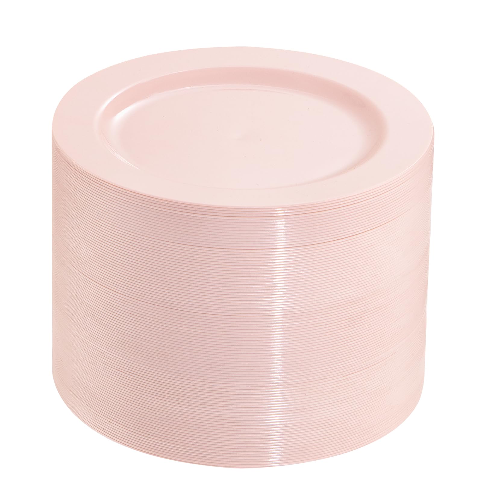Bucla 100Pieces Pink Plastic Dessert Plates - 6.25Inch Pink Dessert Plates Disposable - Premium Hard Pink Appetizer Plates - Sma