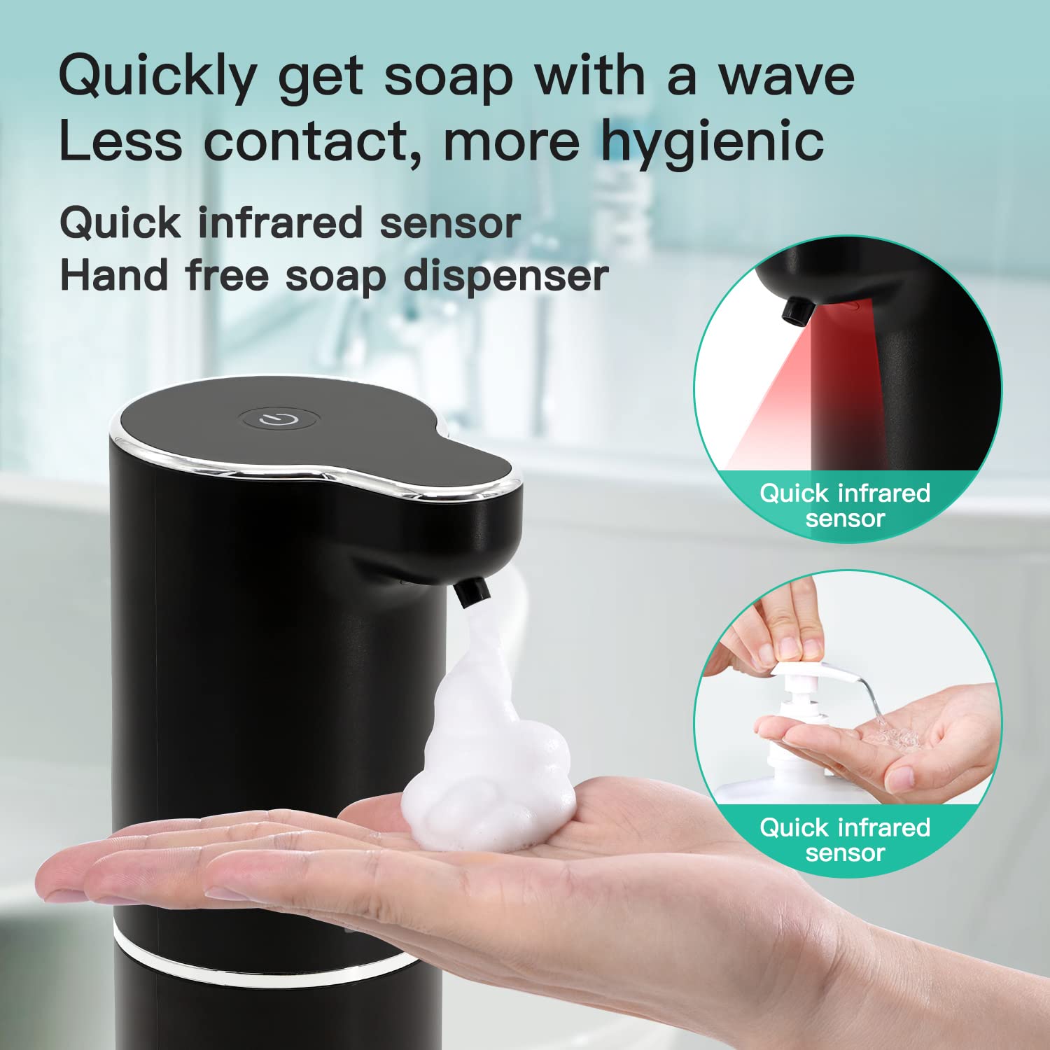 Laopao Automatic Foaming Hand Soap Dispenser Touchless Foam Soap Dispenser Rechargeable Bathroom Countertop Soap Pump For Kids X
