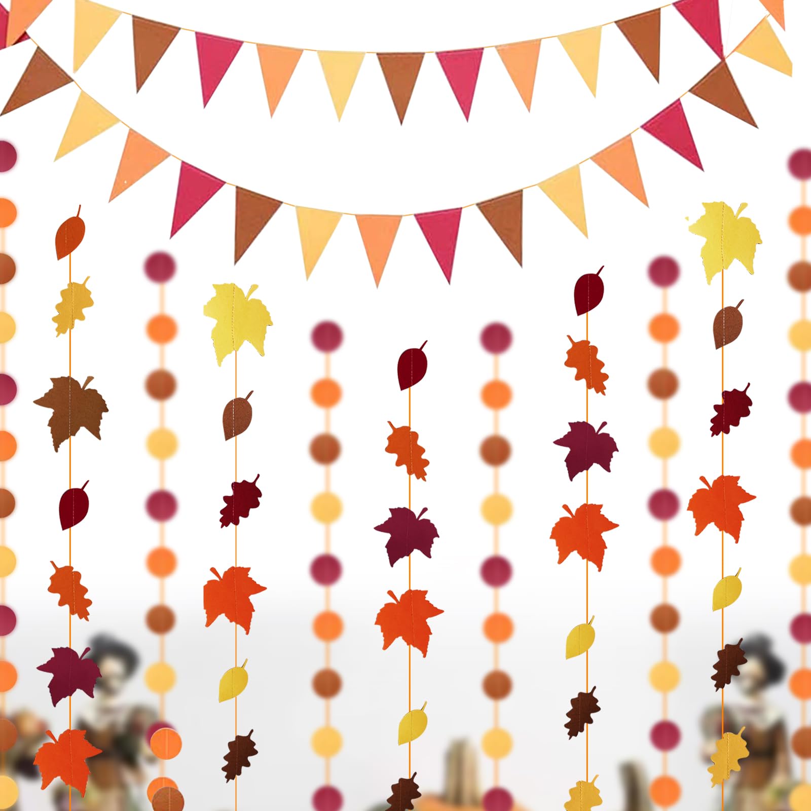 Happy Felt Fall Garland Banner,No Diy, Thanksgiving Orange Hanging Streamer Thankful Pennant Banner Triangle Flag For Harvest Au