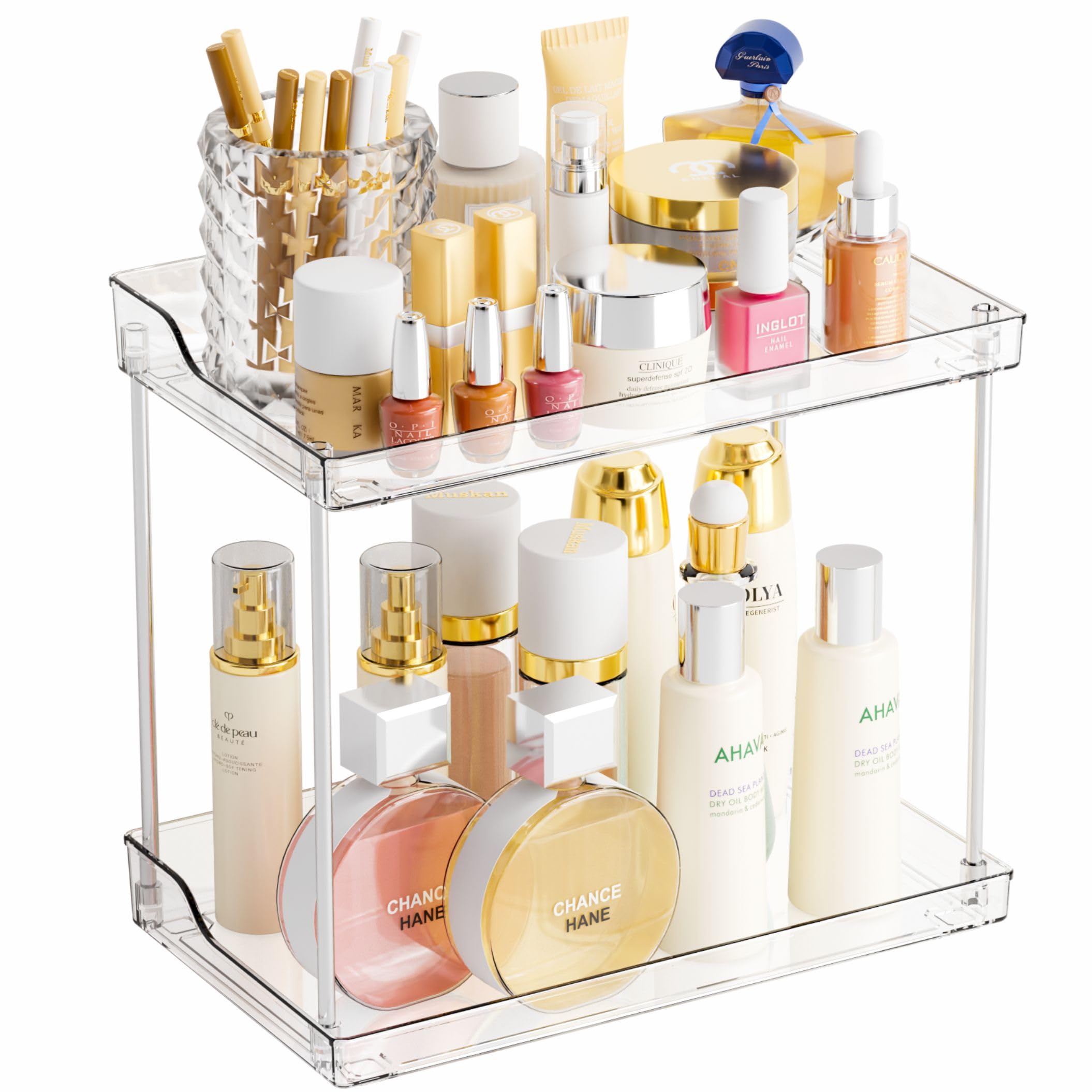 Yieach 2 Tier Bathroom Counter Organizer,Tiered Bathroom Organizer for Makeup,Perfume,Beauty Products,Skincare Organizers Shelf,