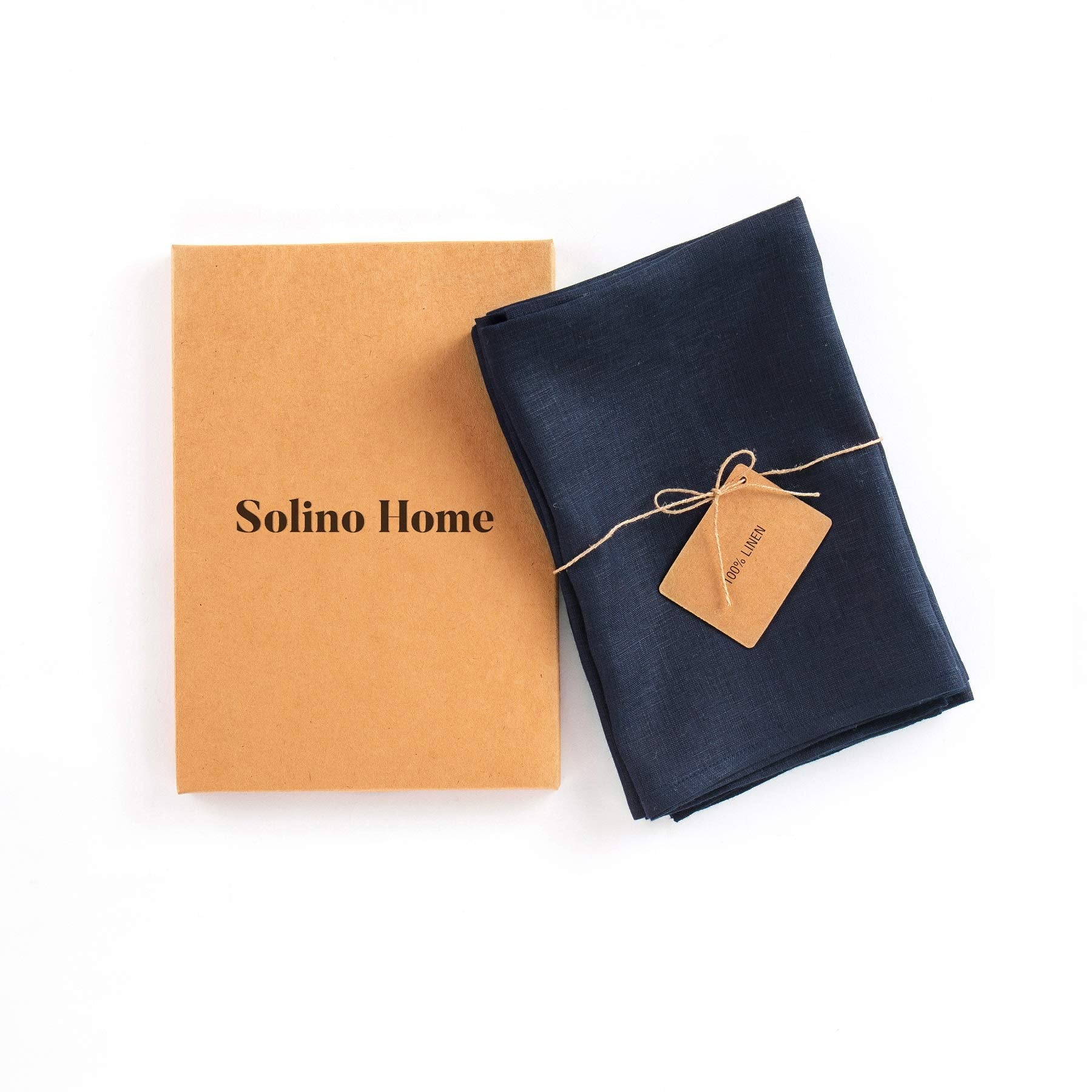 Solino Home Linen Dinner Napkins 20 X 20 Inch - 100% Pure Linen Navy Cloth Napkins Set Of 4 For Spring, Easter - Fete, Handcraft