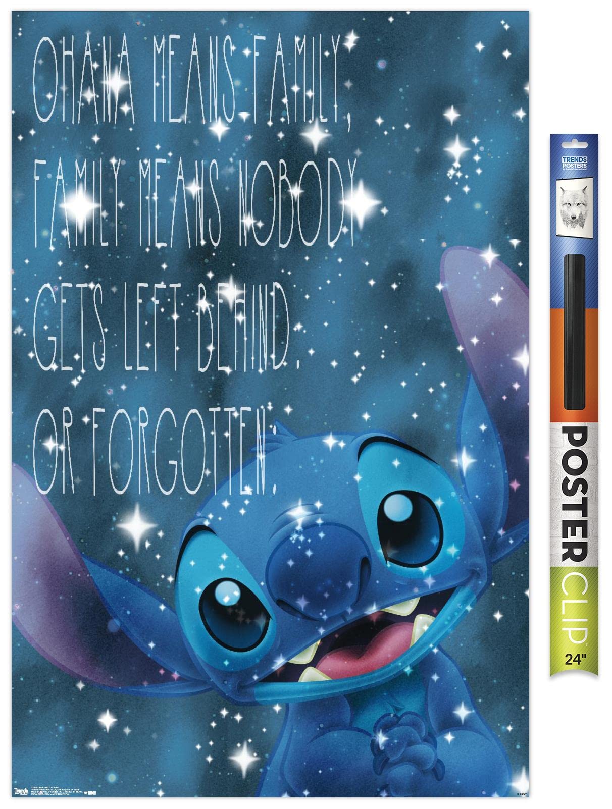 Trends International Disney Lilo And Stitch - Ohana Wall Poster, 22.375'' X 34'', Premium Poster & Clip Bundle