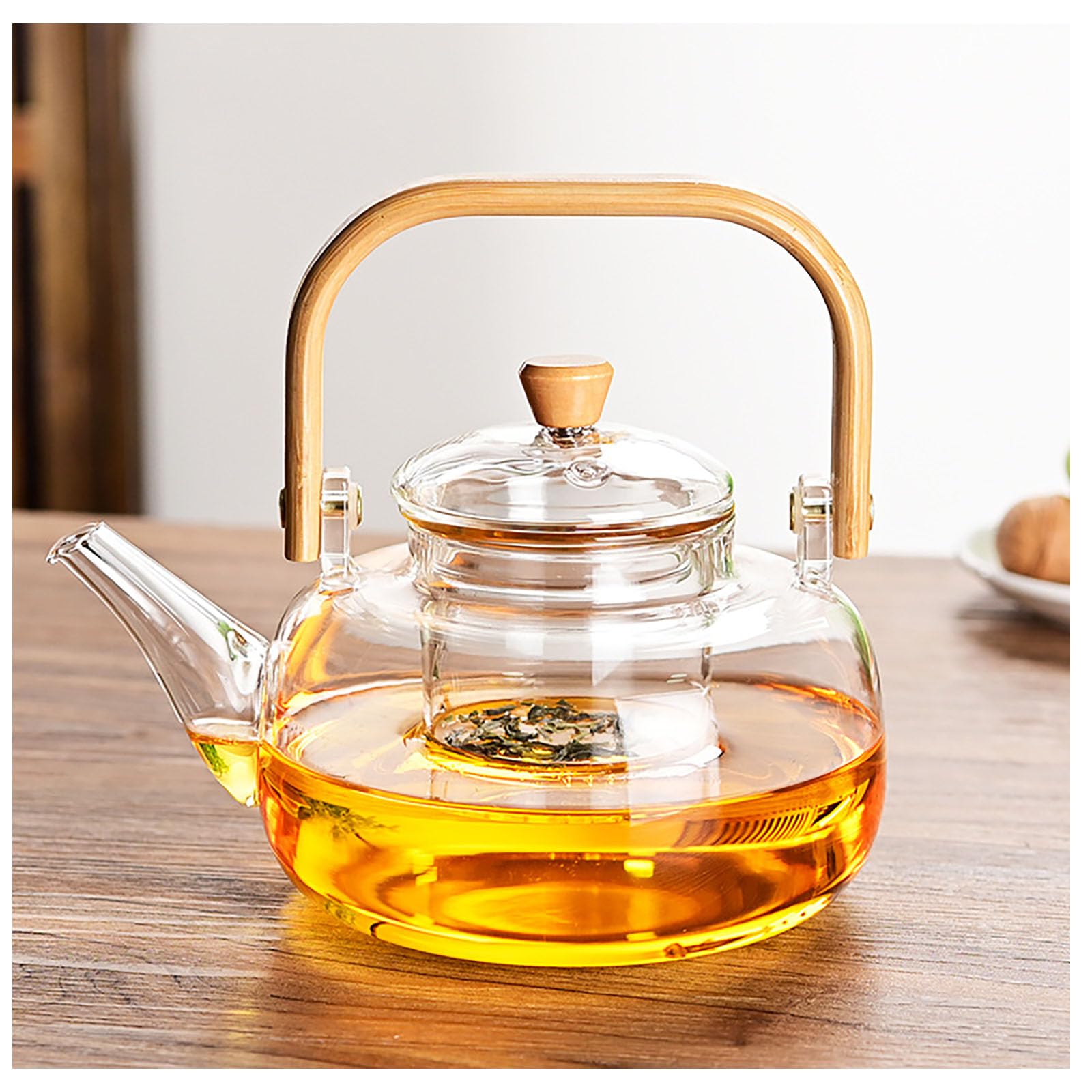 Mozhixue Glass Teapot with Infuser Clear Glass Tea Kettle 900 ml Tea Pot for Stove Top, Loose Tea, Tea Maker Gift,A