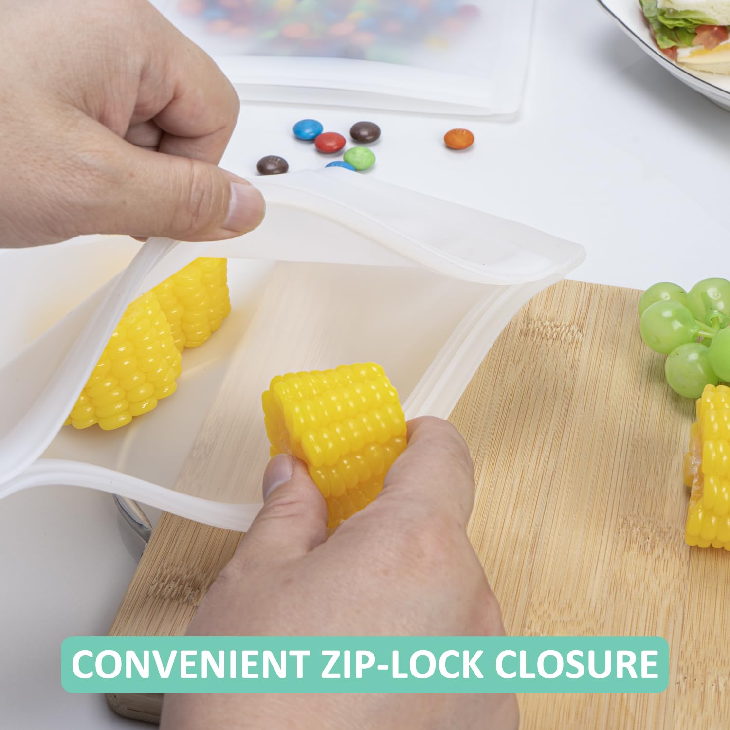 Annaklin Reusable Sandwich Bags & Snack Bags Set, 8 Pack, 100% Silicone Reusable Storage Bag, Soft Shell Ziplock Silicone Food S