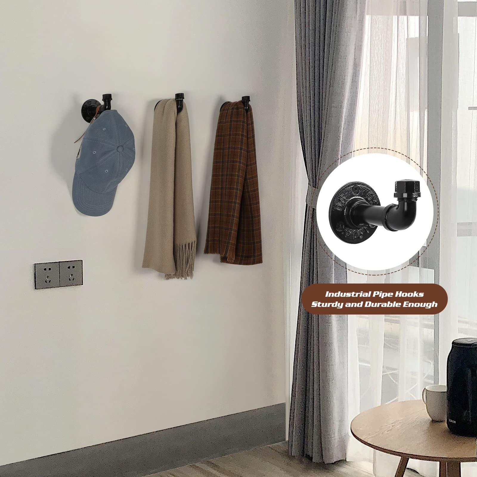 13-Pieces Towel Bar Set Black Bathroom Hardware Set Industrial Pipe Bath Towel Rack Accessories Kit Wall Hand Towel Bar  Toilet Paper Holder  Towel Ring  Robe Towel Hooks  Kitchen Tissue Paper Hanger