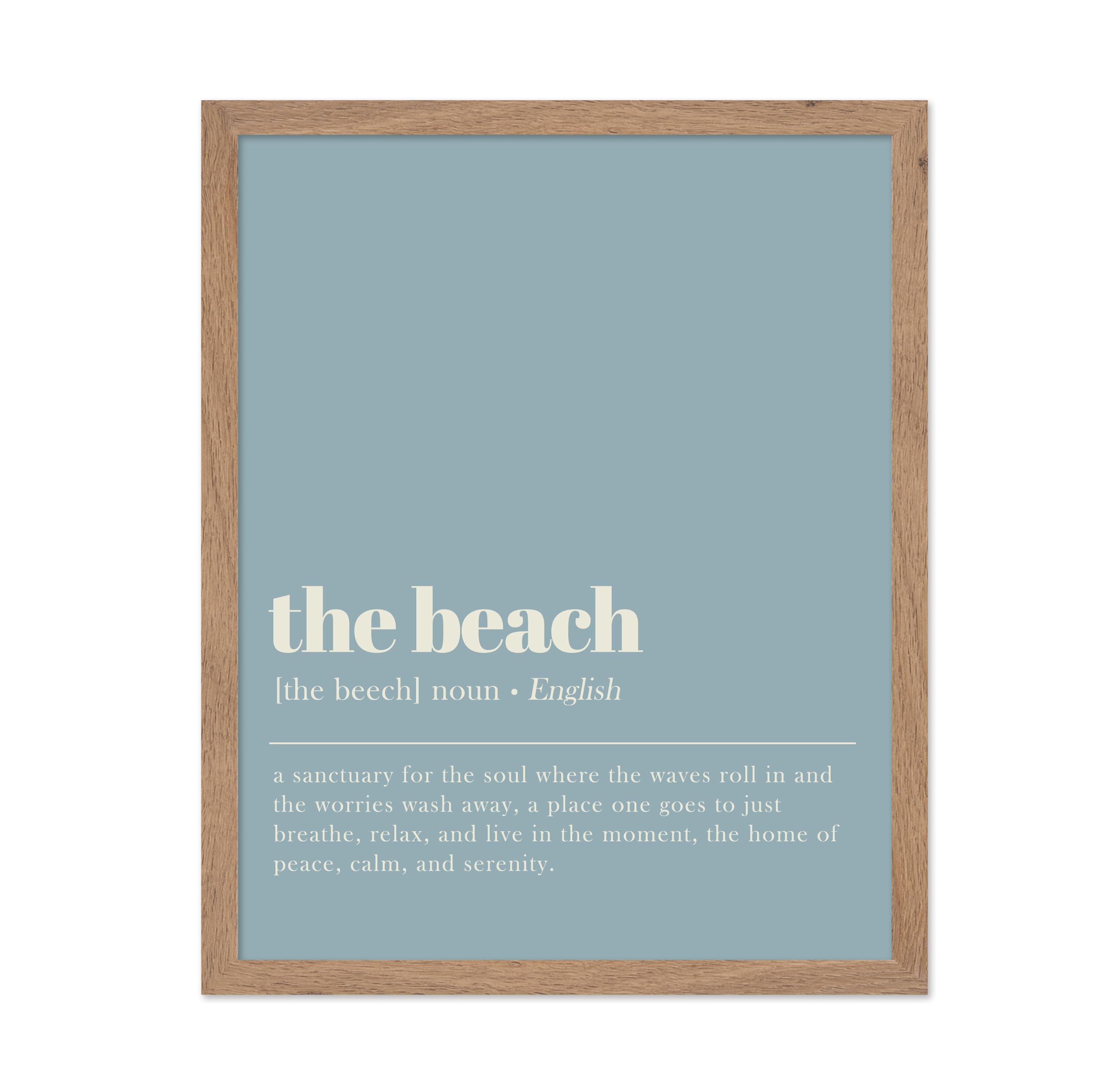 Poster Master Typography Poster - Dictionary Print - Beach Definition, Home of Peace and Calm, Sanctuary, Waves, Soul, Relax - G
