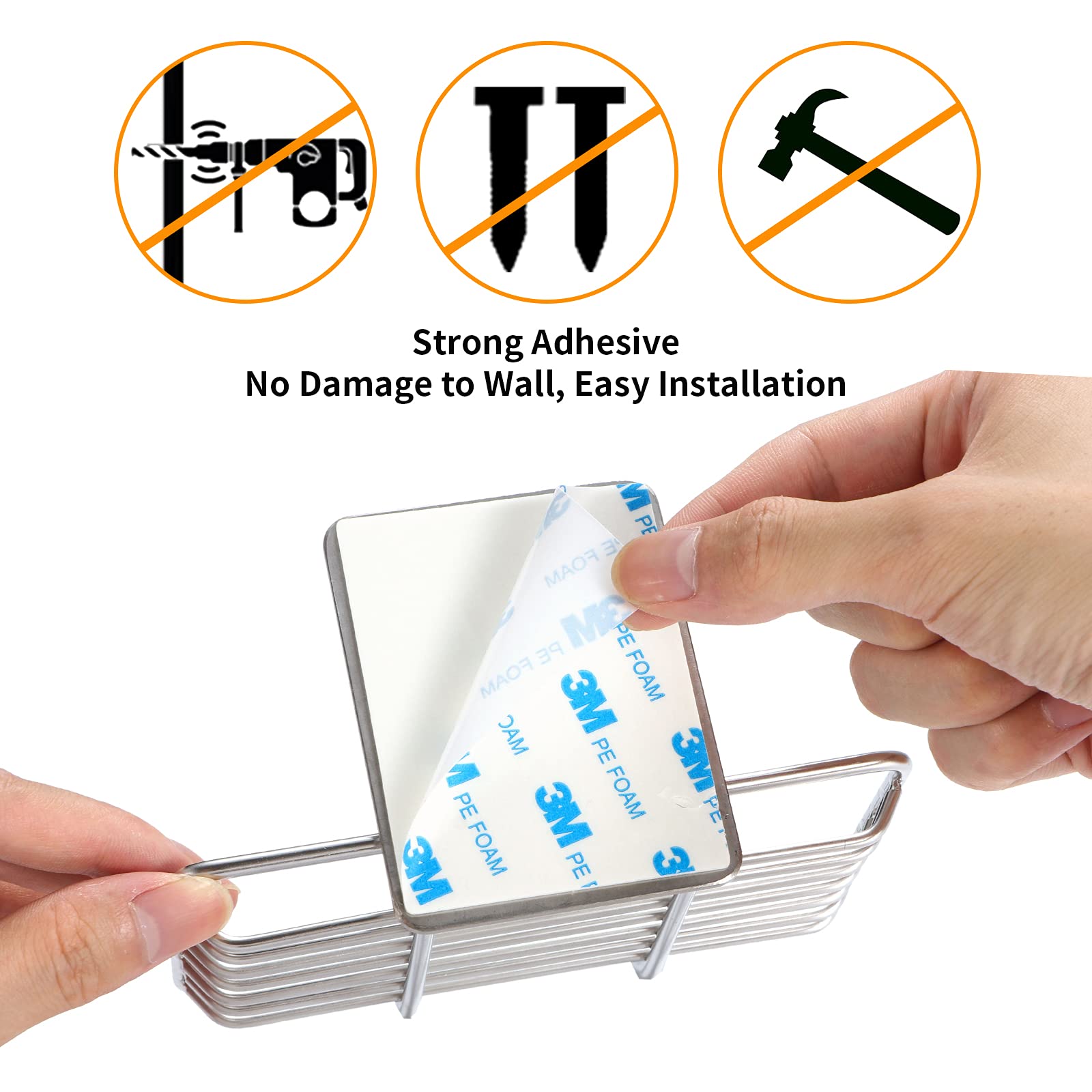 Tiilan Self Adhesive Bar Soap Dish For Shower, Bathroom Soap Holder Wall Mount - Stainless Steel, Silver