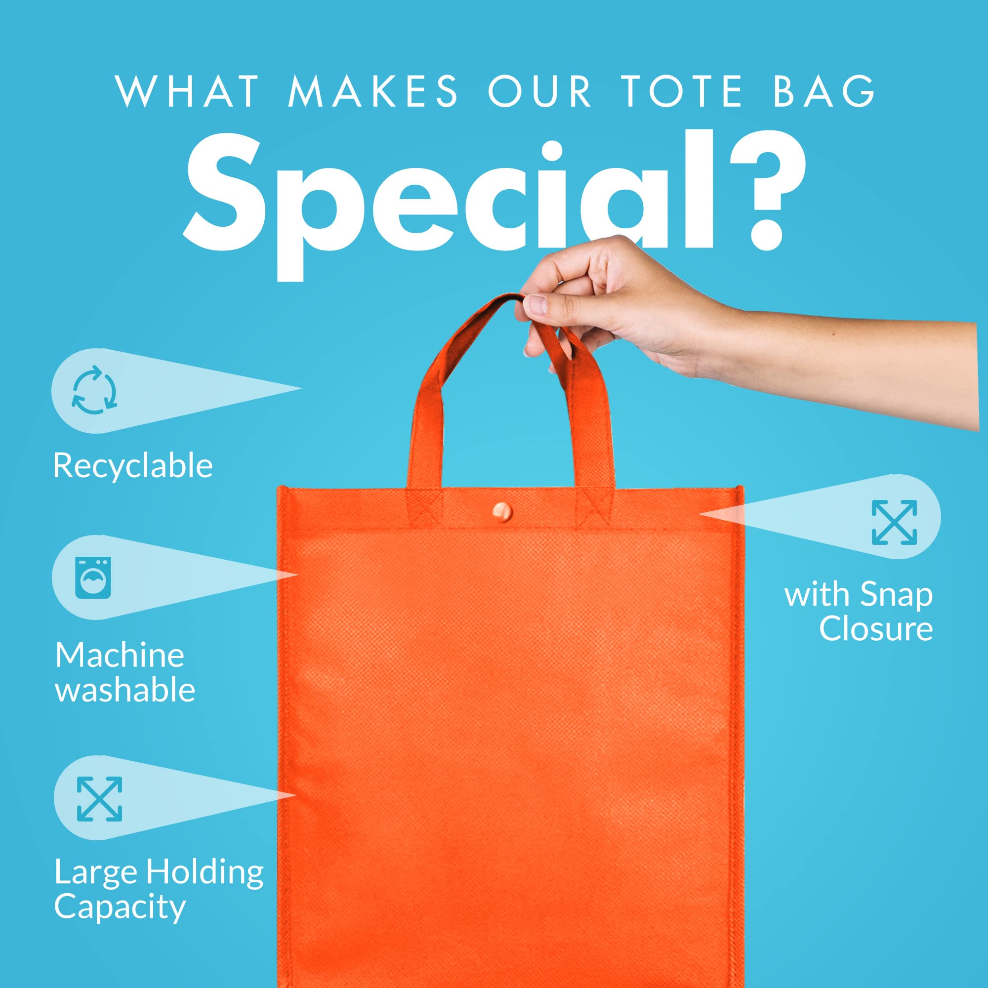 Simply Green Solutions - Reusable Grocery Bags, Durable Tote Bags, Shopping Bags For Groceries, Utility Tote, Reusable Gift Bags