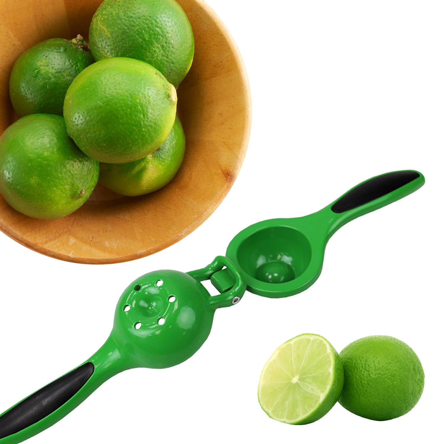Heavy-Duty Enamel Coated Steel Lime Squeezer With Grip Handle In Vibrant Green By Home Basics | Quick And Easy Citrus Juice Extr