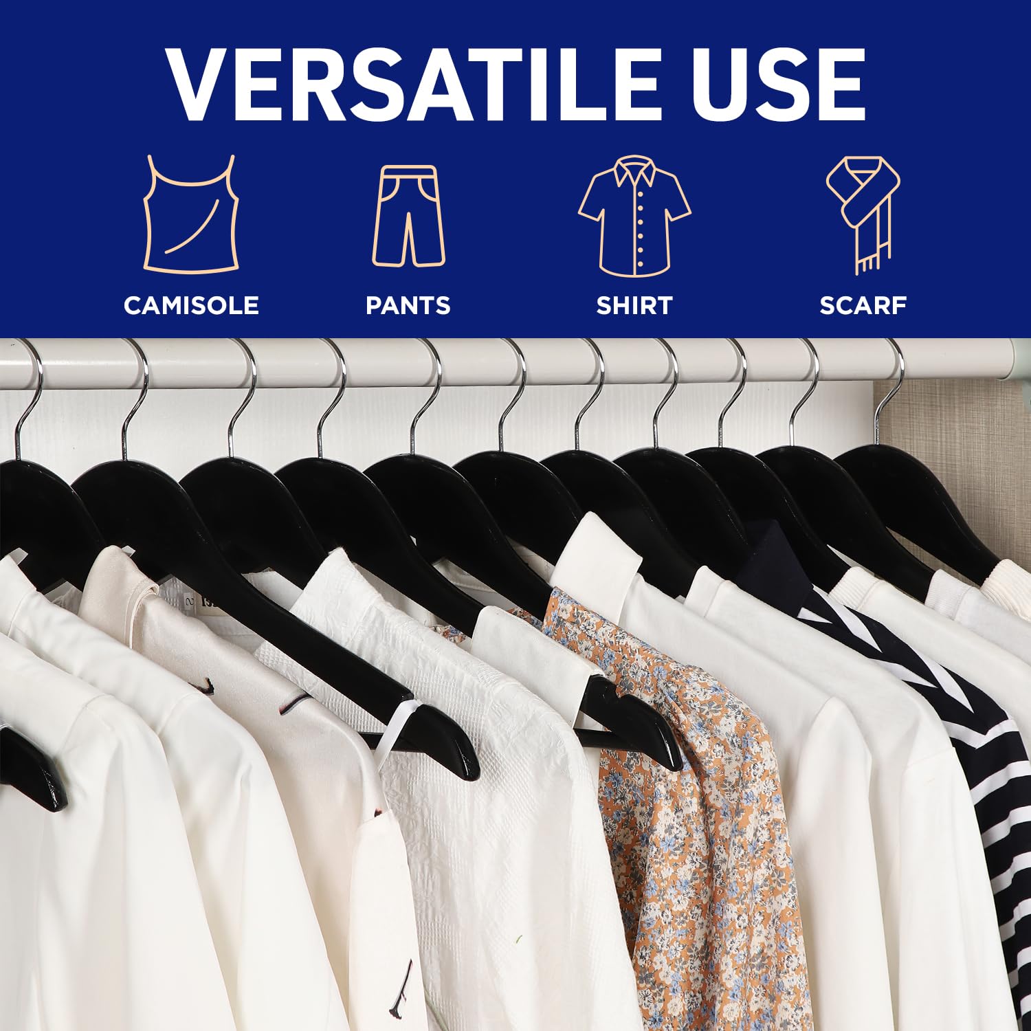 Lifemaster Wooden Hanger Set - 20 Pieces Non-Slip Versatile Closet Space-Saving Hanger Set For Suit, Coat, Camisole, Jacket, Pan