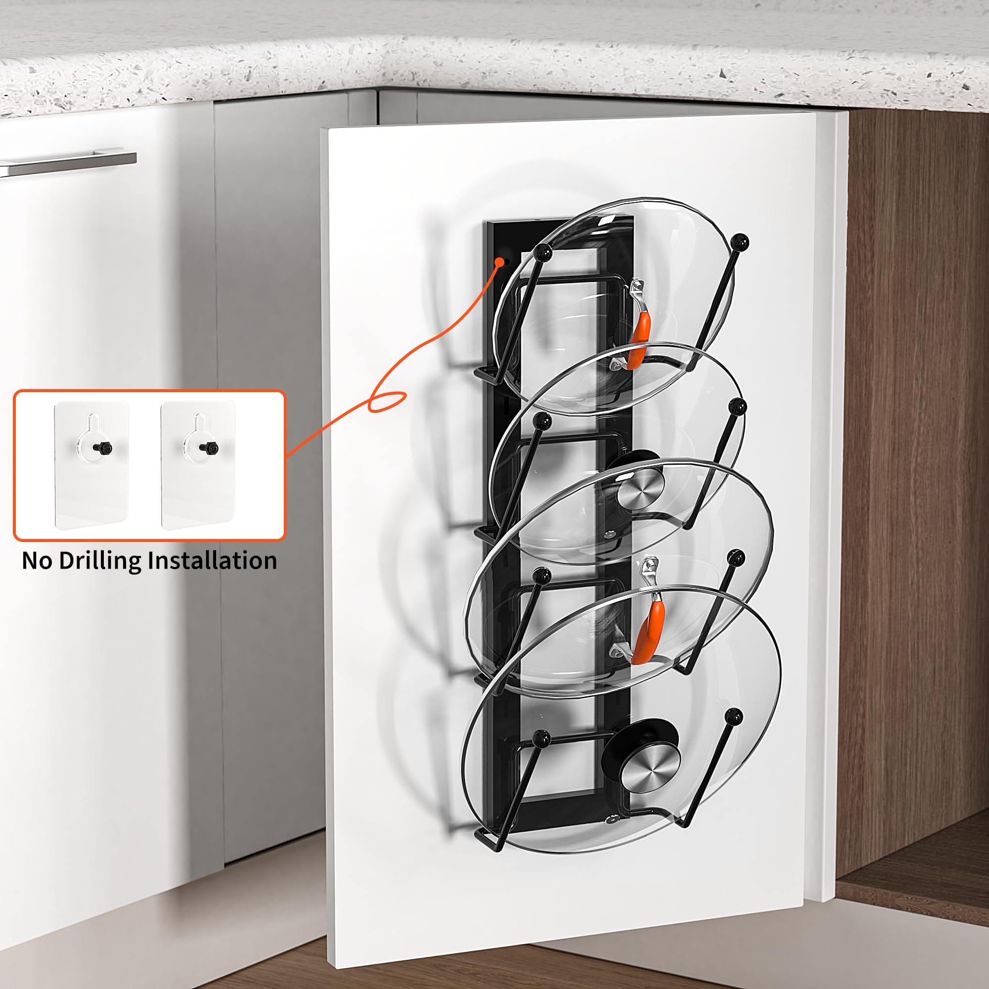 8 Layers Of Adjustable Pot Lid Organizer Rack For Cabinet Door/Wall
