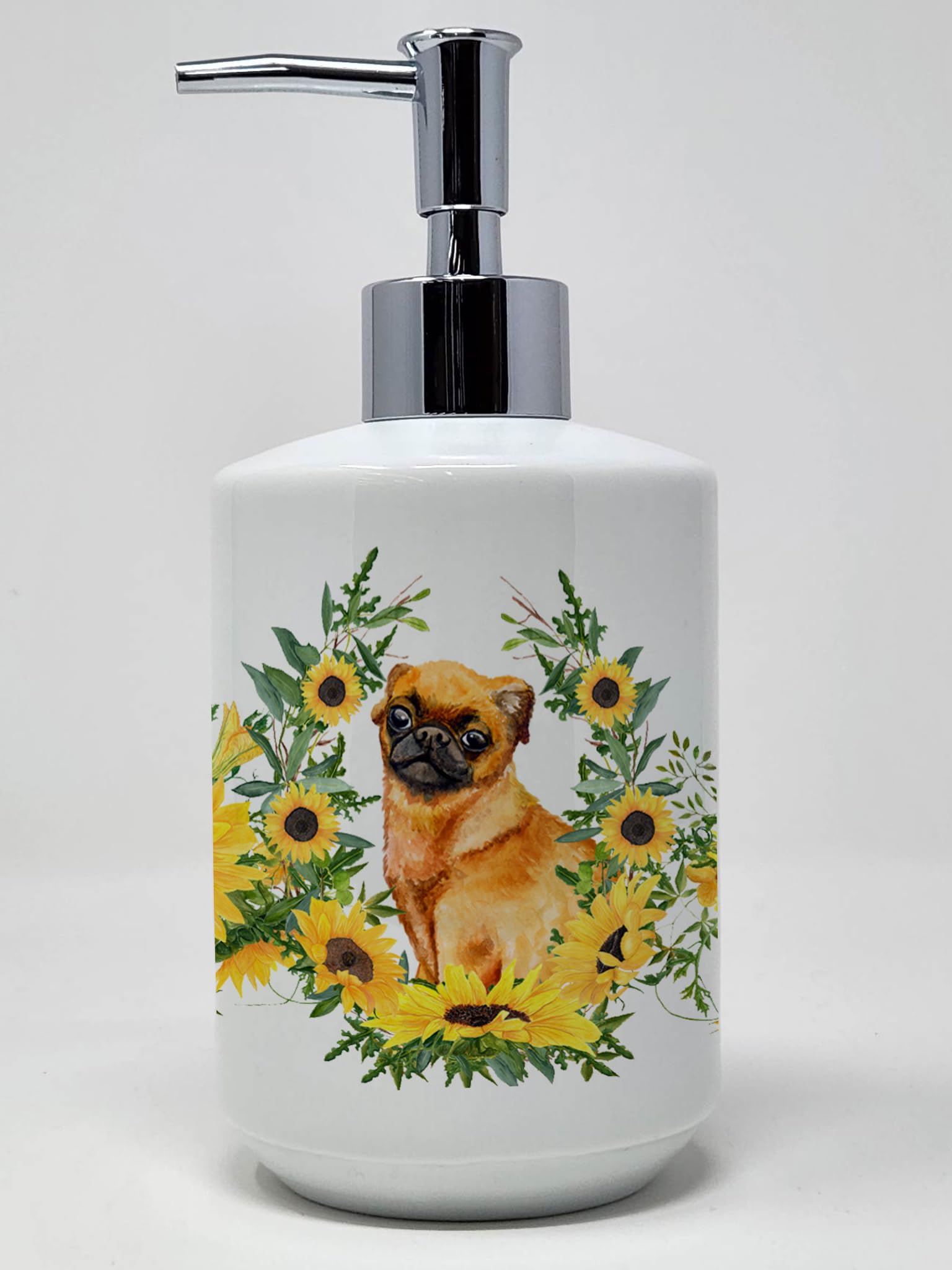Caroline'S Treasures Ck2859Soap Small Brabant Griffon In Sunflowers Ceramic Soap Dispenser Hand Soap Dispenser Pump Bottles For