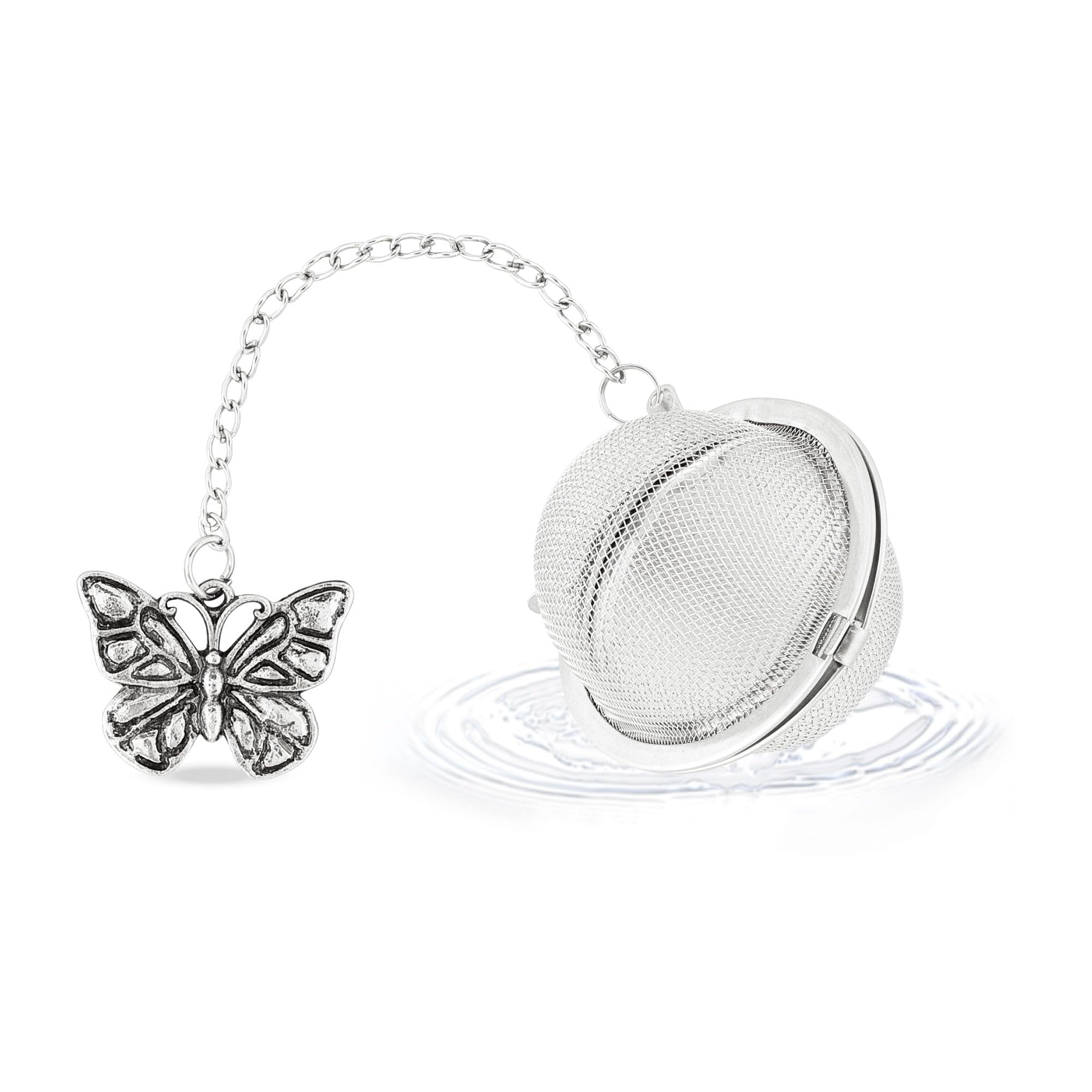 Supreme Housewares Supreme 18/8 Stainless Steel 2 Inch Mesh Tea Ball Infuser With Zinc Alloy Butterfly Charm