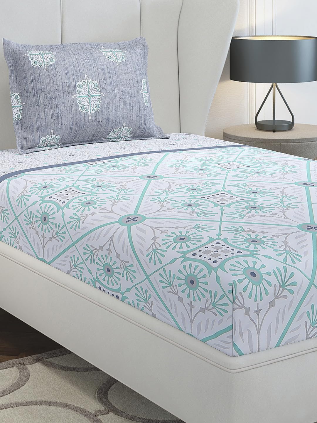 Monte Carlo Multi Printed Single 144 Tc 1 Bedsheet With 1 Pillow Cover 16