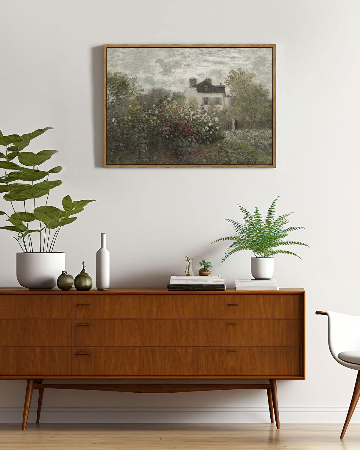 InSimSea Framed Canvas Wall Art Home Decor Large Artwork for Wall The Artist's Garden in Argenteuil by Monet Paintings Prints Wall Art for Office Kitchen Bathroom Decor 16x24in/40x60cm
