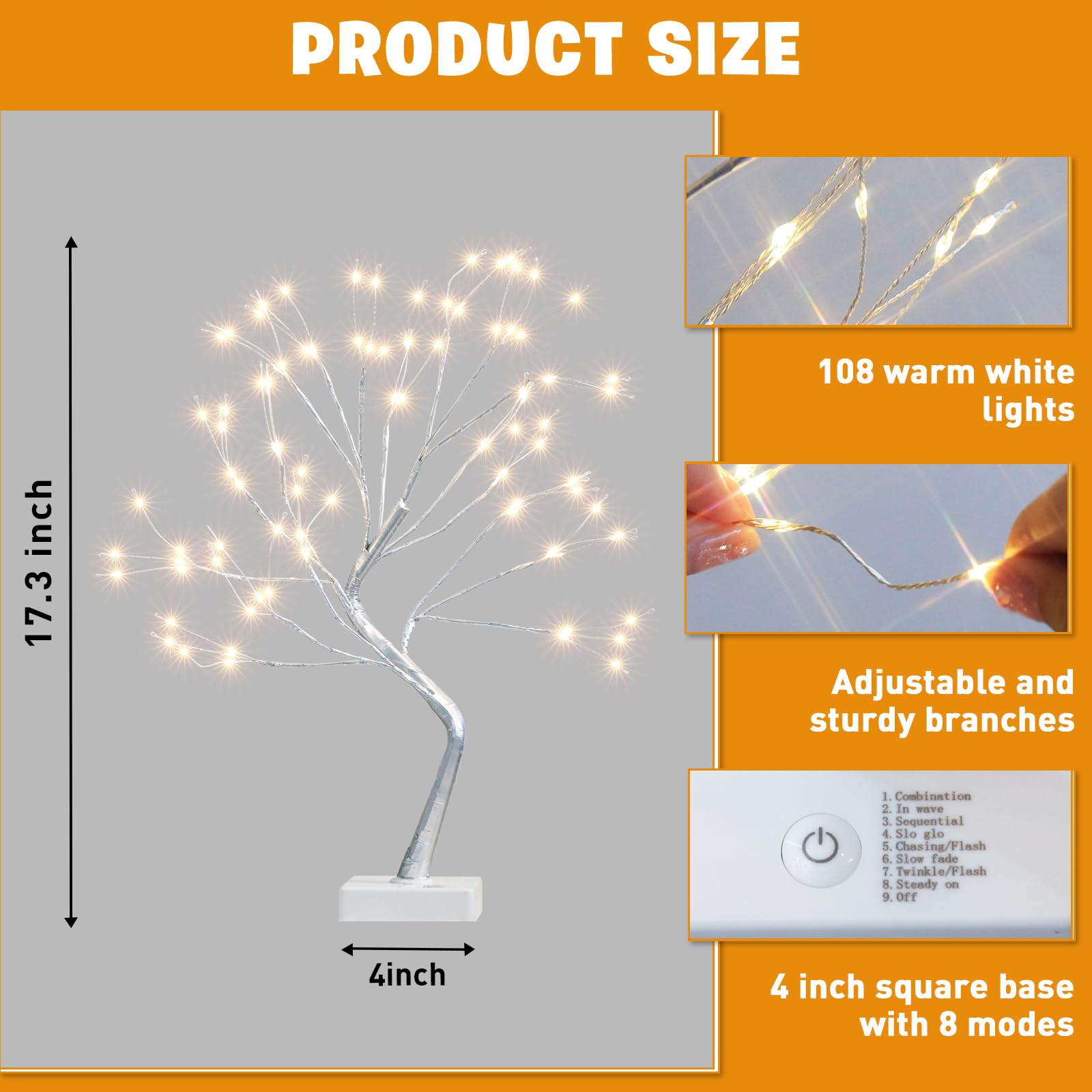 EAMBRITE Fairy Light Tree, 108 Led Light up Trees Decor Indoor, 8 Modes Fairy Light Spirit Tree for Christmas Decorations, USB&