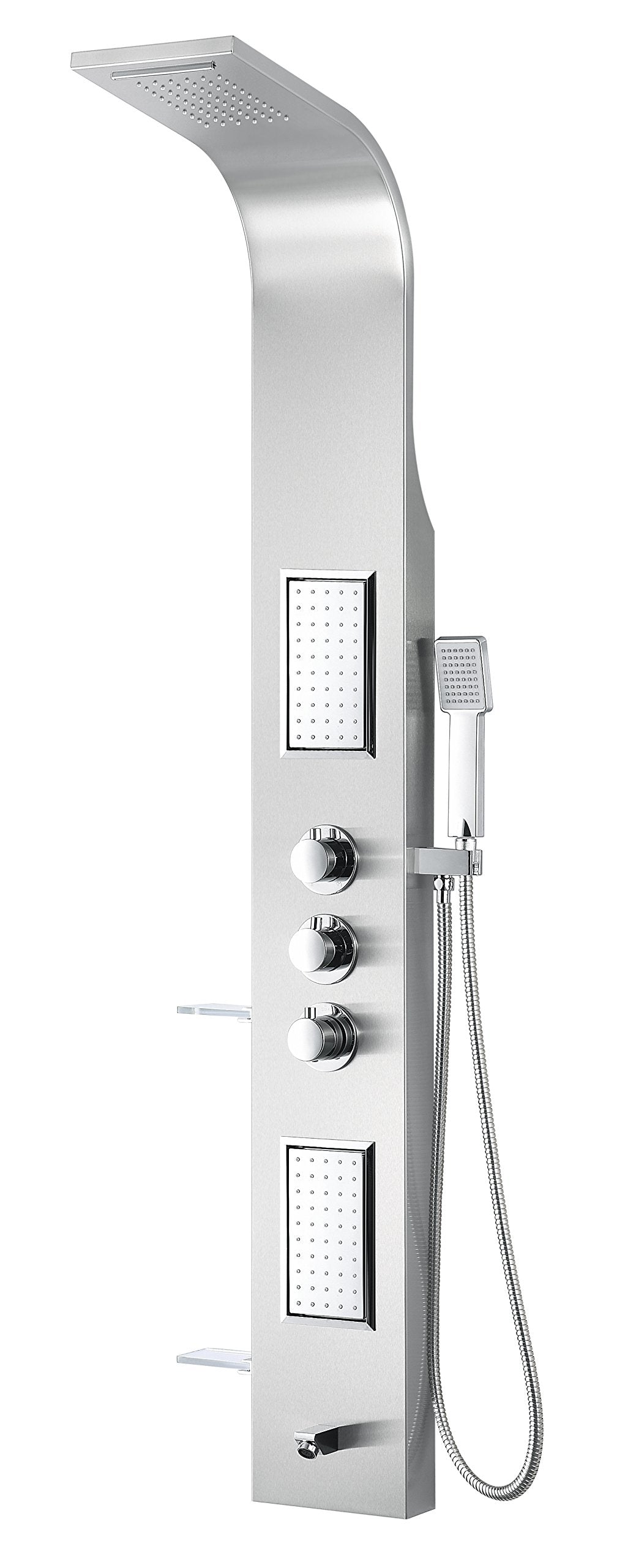 ANZZI Shower Panel Tower, Field 58 inch Long Turbo High Pressure Shower Head and Detachable Handheld Spray Rainfall Shower Panel