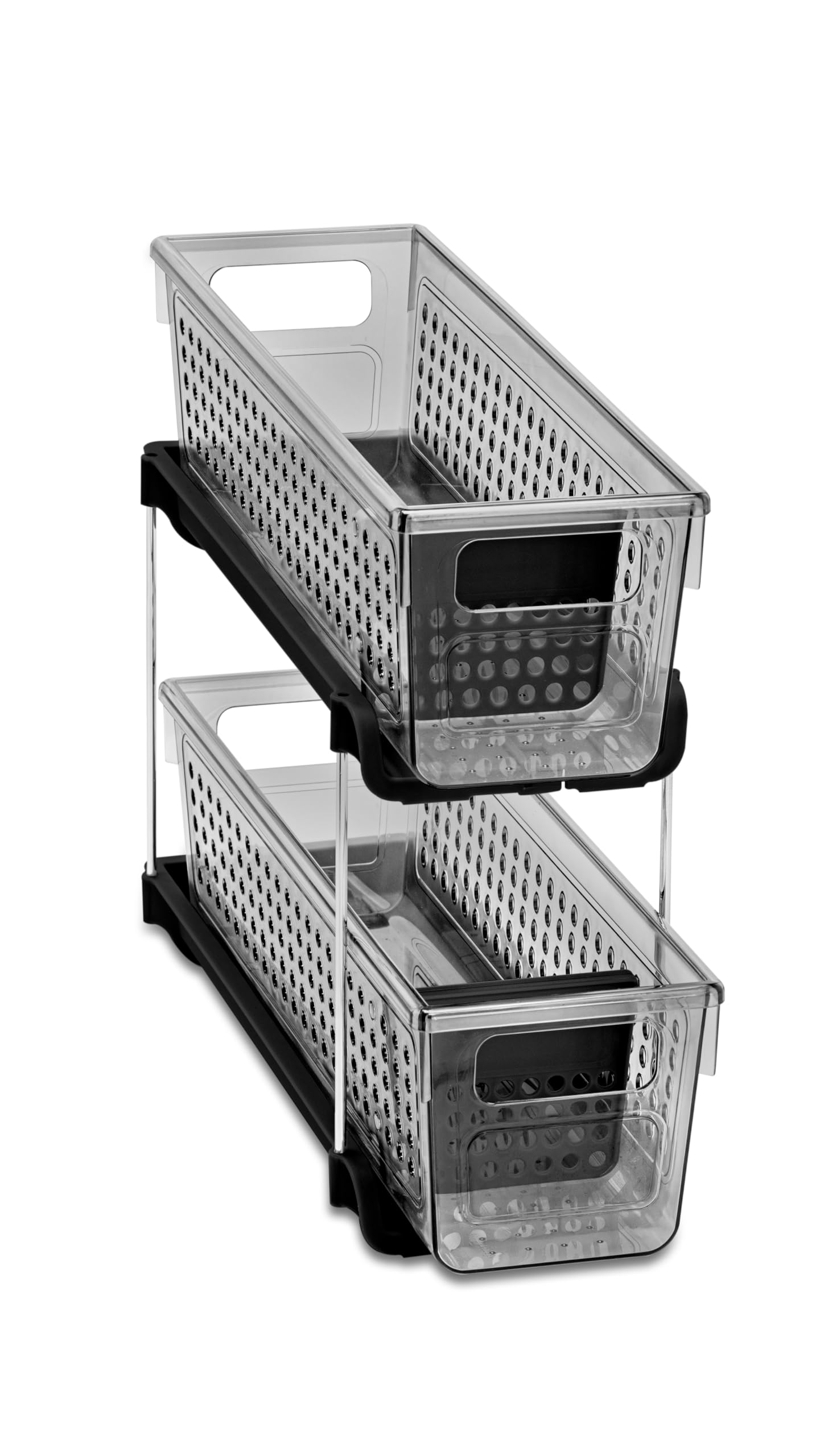 Madesmart Mini 2-Tier Plastic Multipurpose Organizer With Divided Slide-Out Storage Bins, Compact Under Sink And Cabinet Organiz