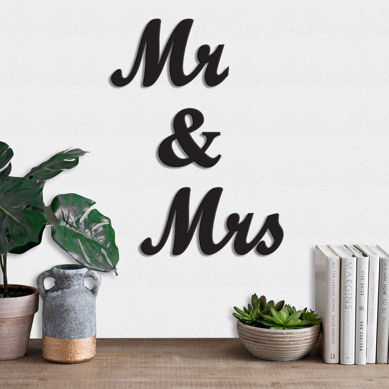 Art Street Mr And Mrs Mdf Wall Plaque, Wall Sign, Mdf Cutout Painted For Home Decoration, Valentine Day Gift