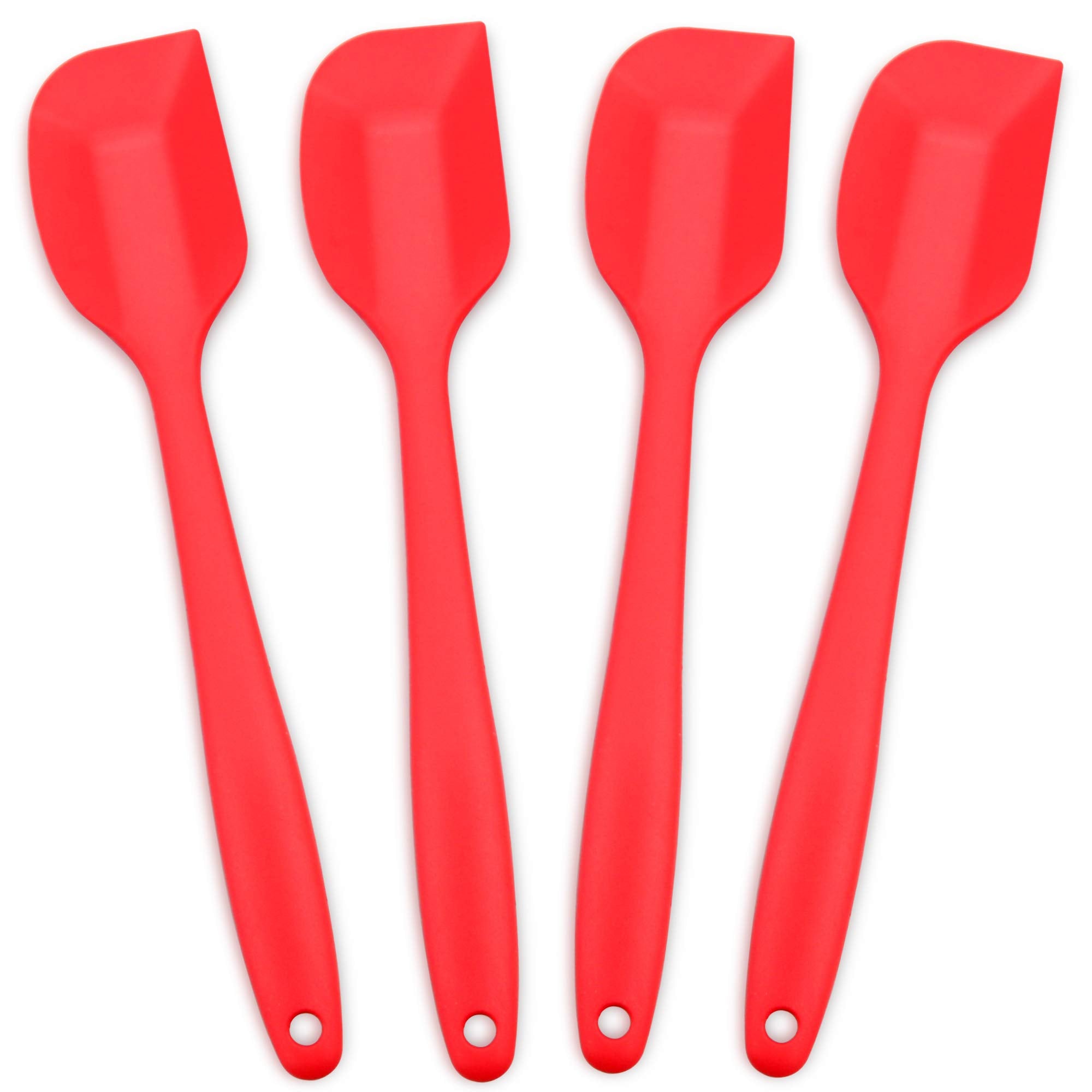 Silicone Spatula 4-Piece Set, Heat-Resistant Non-Stick Rubber Spatulas With Stainless Steel Core, Red