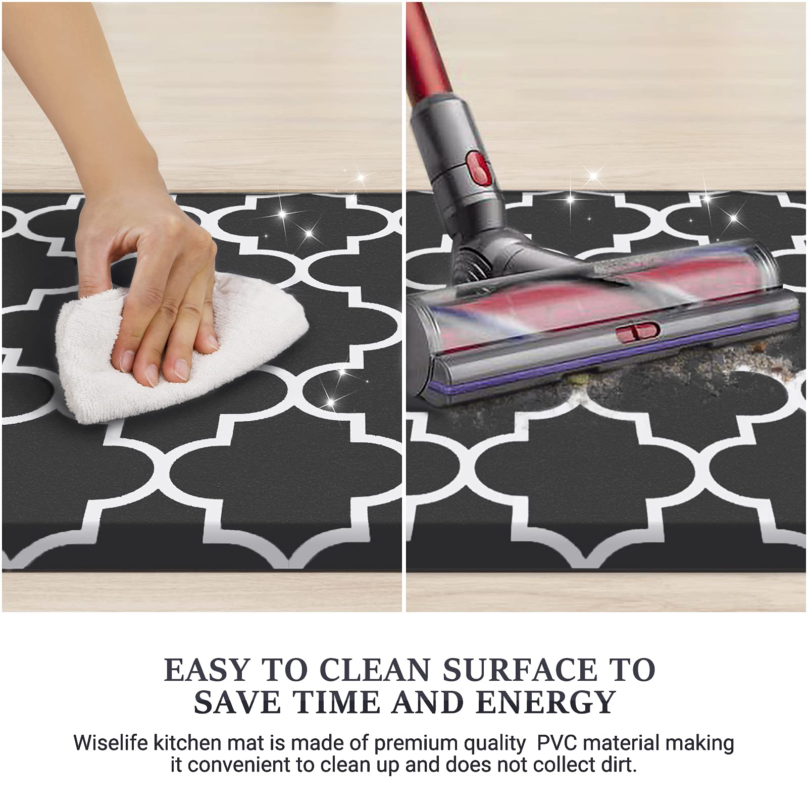 Wiselife Anti-Fatigue Cushioned Kitchen Mat / Rug ,17.3''X 28'',Non Slip Heavy Duty Pvc Ergonomic Waterproof Comfort Rugs For Fl