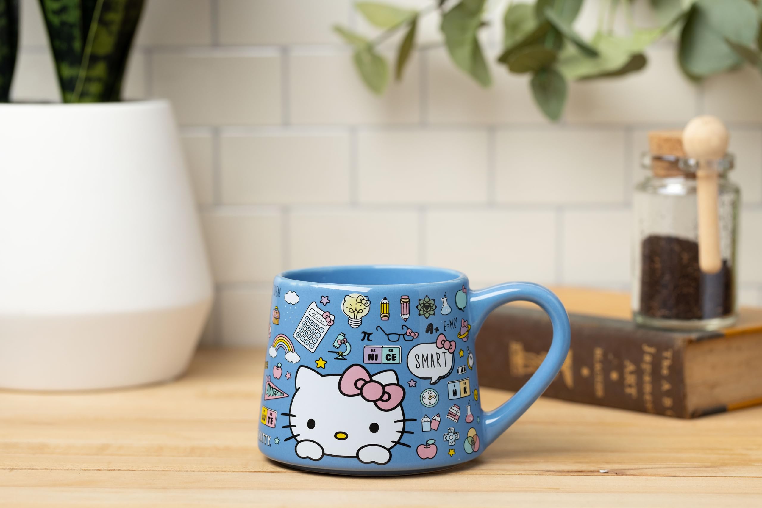 Silver Buffalo Sanrio Hello Kitty Back To School Tapered Pottery Mug, 14 Ounces