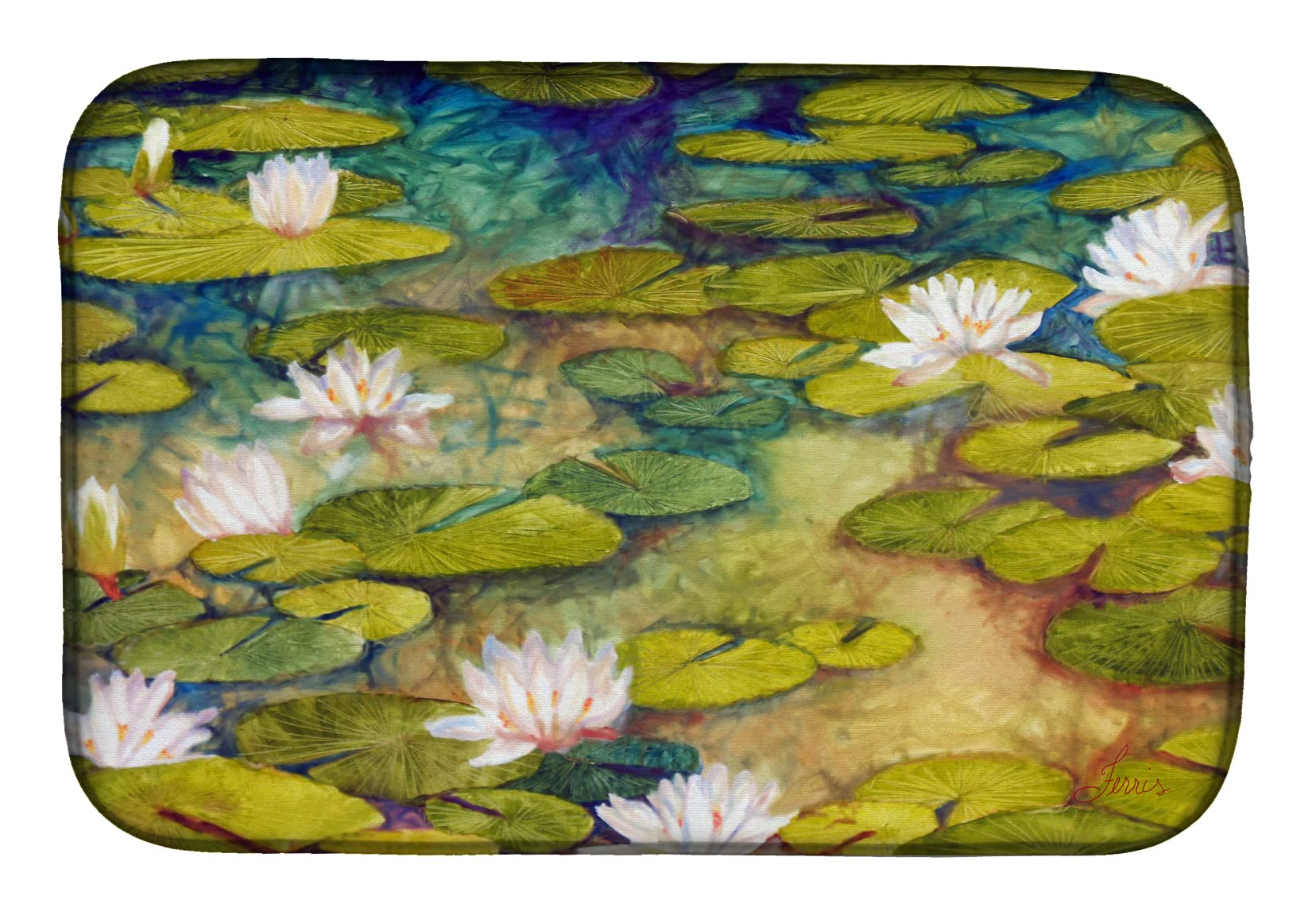 Waterlillies by Ferris Hotard Dish Drying Mat