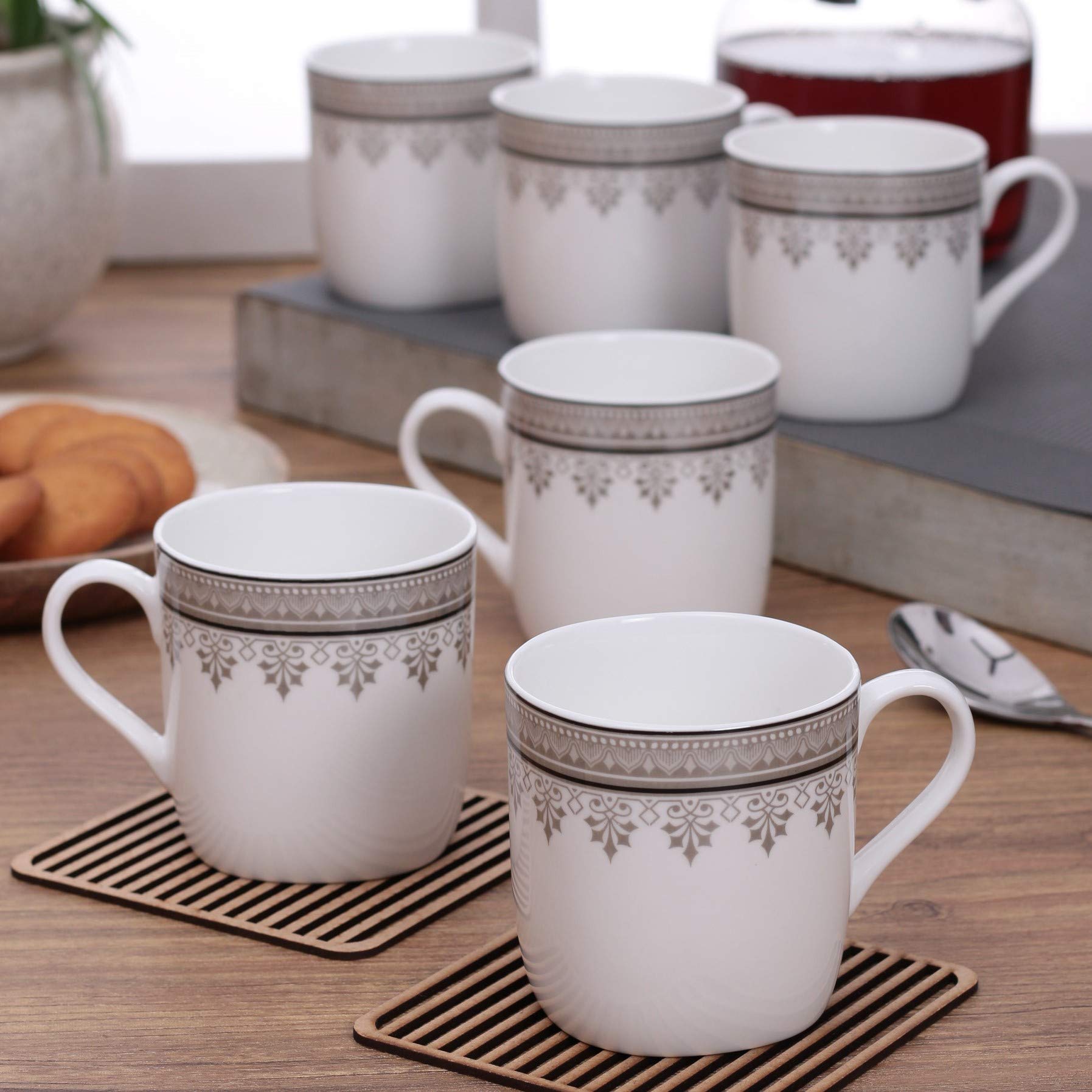 Clay Craft Ceramic Cup - Set Of 6, Multicolour, 200Ml, Tea Cup Set Of 6, Microwave & Dishwasher Safe, Mugs For Coffee, Cups Set 