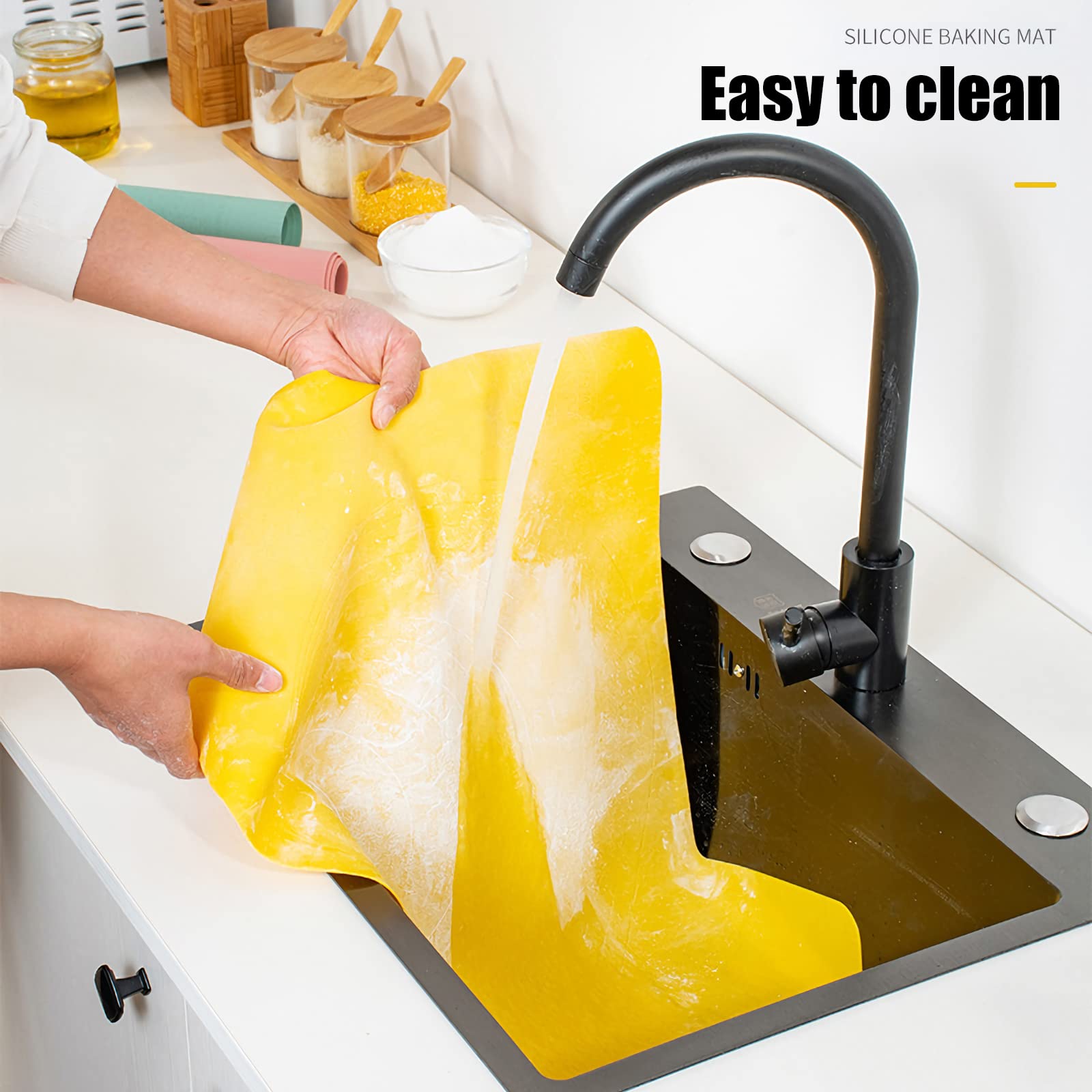 Extra Large Kitchen Silicone Pad, 23.6''X15.7'' Macaron Silicone Baking Mat, Thick Heat Resistant Mat Kneading Mat, Non Slip Non