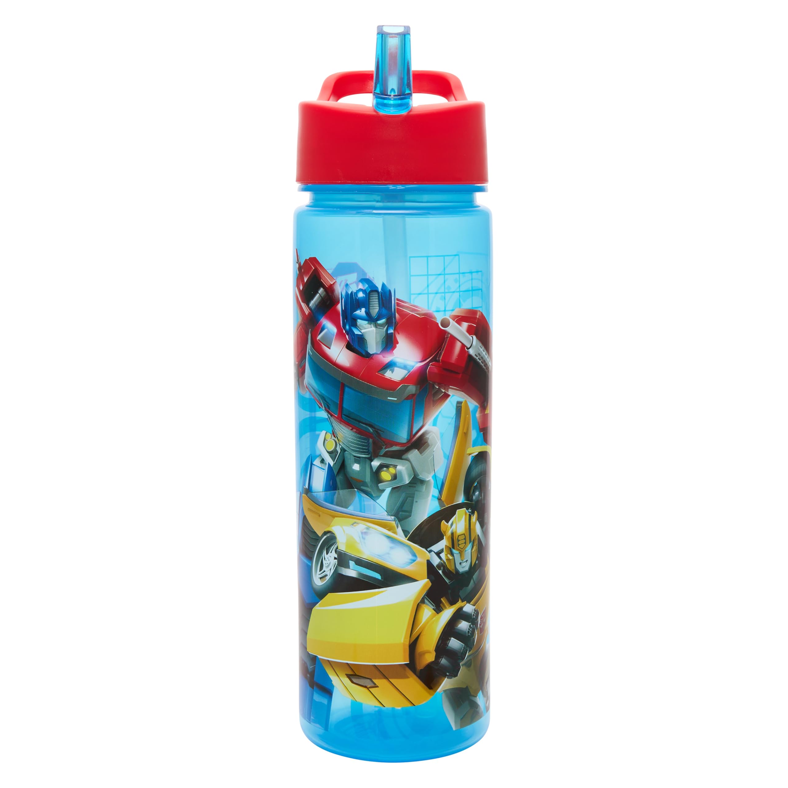 Transformers Official 600ml Kids Water Bottles by Polar Gear Optimus Prime and Bumblebee Kids Water Bottle with Straw | BPAFree