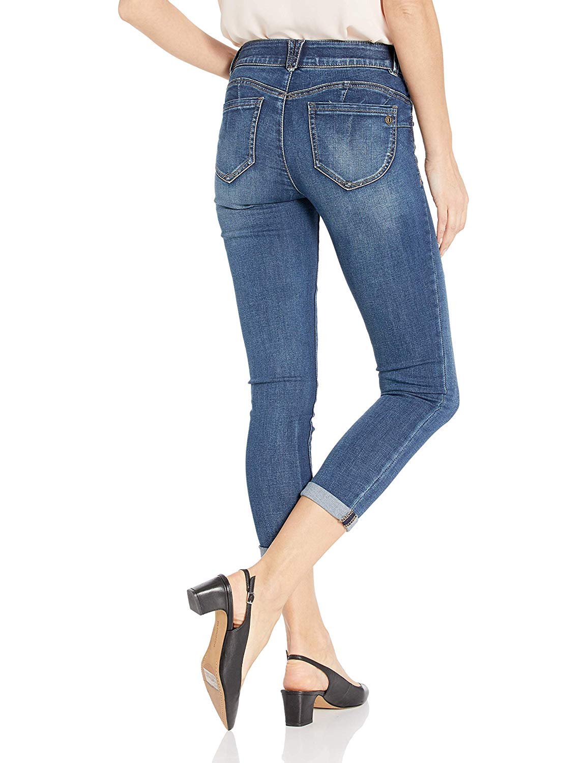 Democracy Womens Ab Solution Ankle Skimmer, Distressed Blue, 14