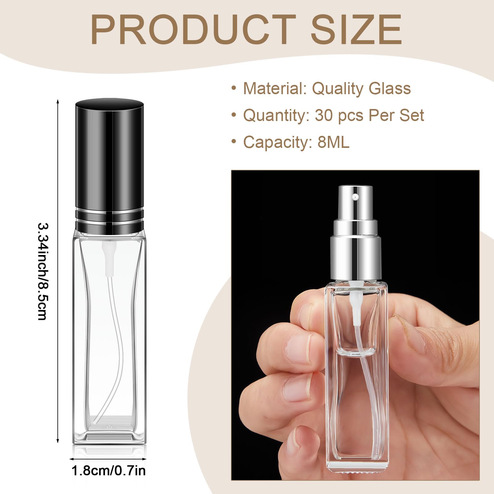Domensi 30 Pcs 8 Ml Glass Refillable Perfume Bottles Travel Perfume Atomizer No Leak Perfume Spray Bottle Mini Perfume Decanter