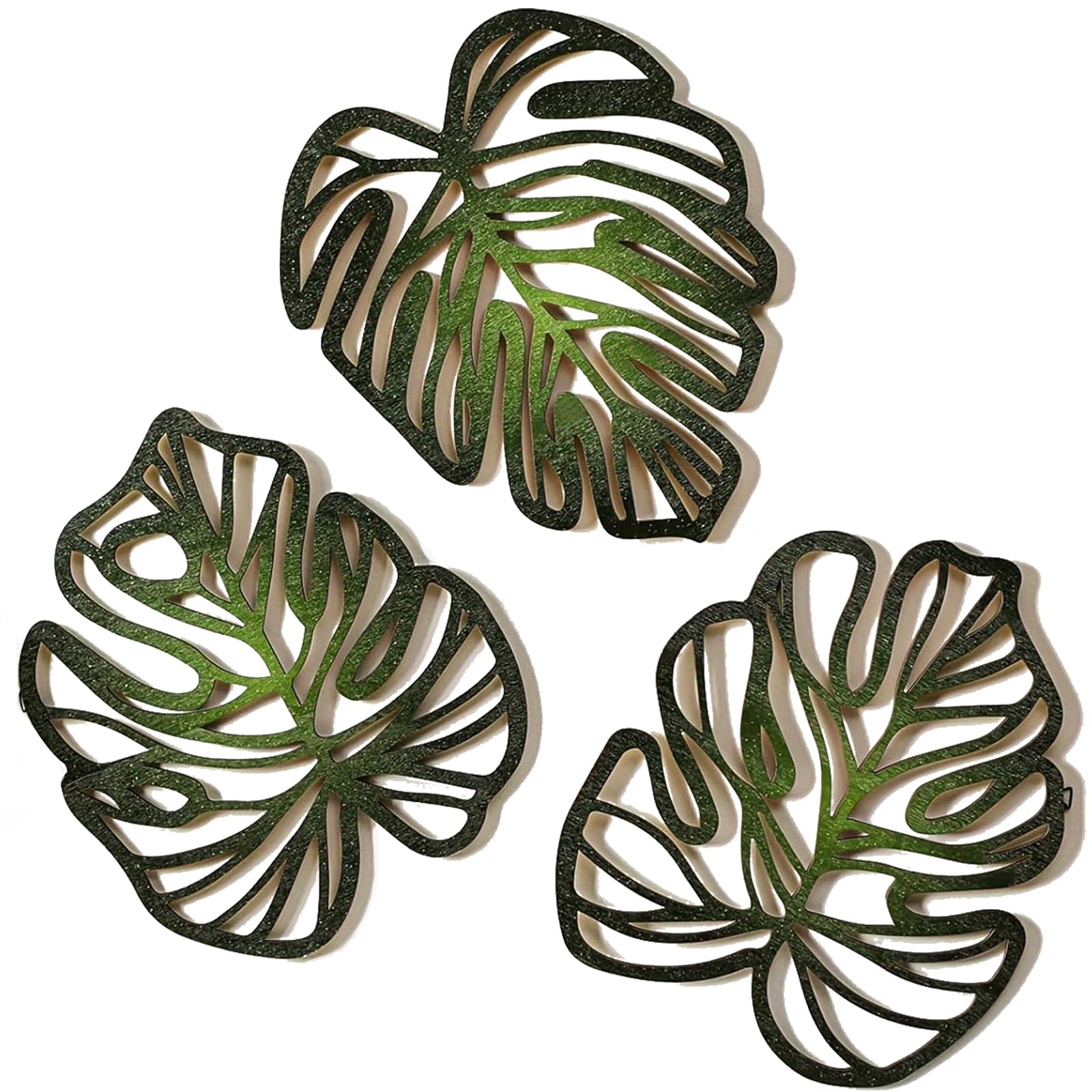 Palm Leaves Wood Wall Decor, 3Pcs Tropical Wall Art Jungle Decor, Wooden Natural Leaves Plant Wall Decor, Vintage Tropical Plant