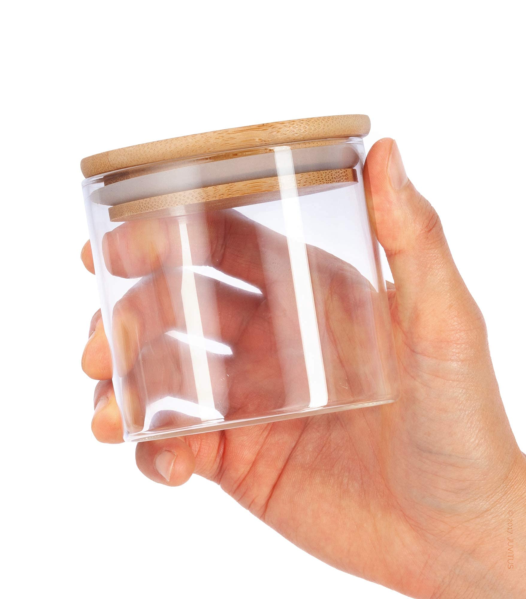 Juvitus 10 Oz Clear Glass Jar With Bamboo Silicone Sealed Lid (4 Pack)