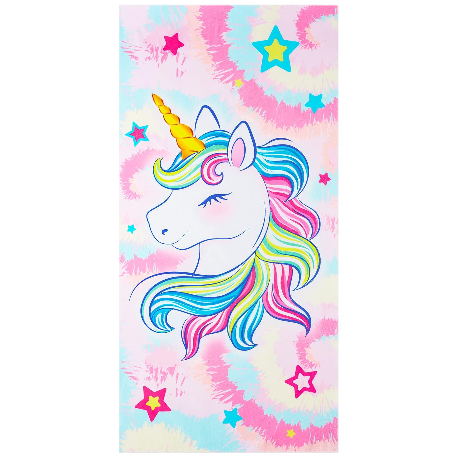 WERNNSAI Tie Dyed Unicorn Kids Beach Towel - 30