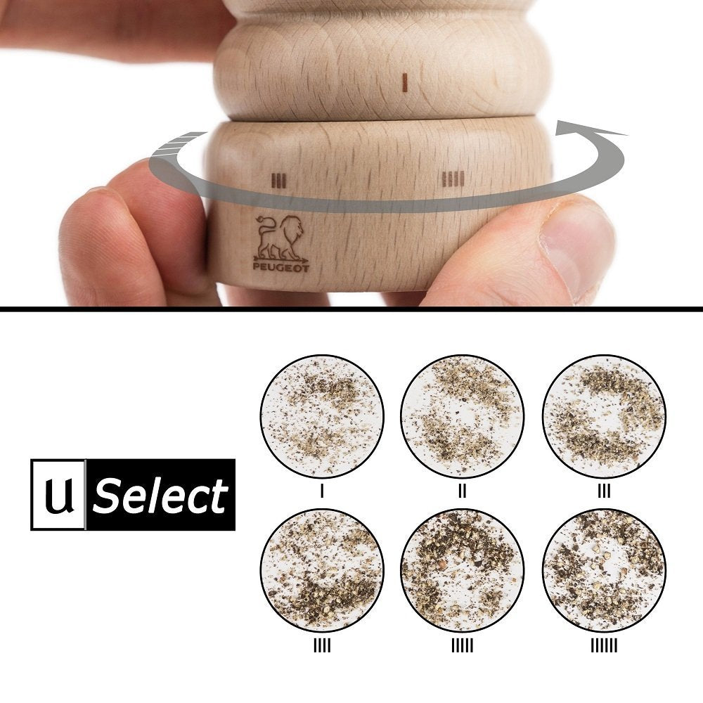 Peugeot Paris U'Select 9-Inch Pepper & Salt Mill Set, Natural Beechwood