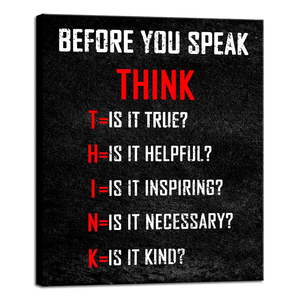 Pyradecor Large Motivational Think Before You Speak Classroom Positive Quotes Inspirational Poster Canvas Prints Wall Art For Of