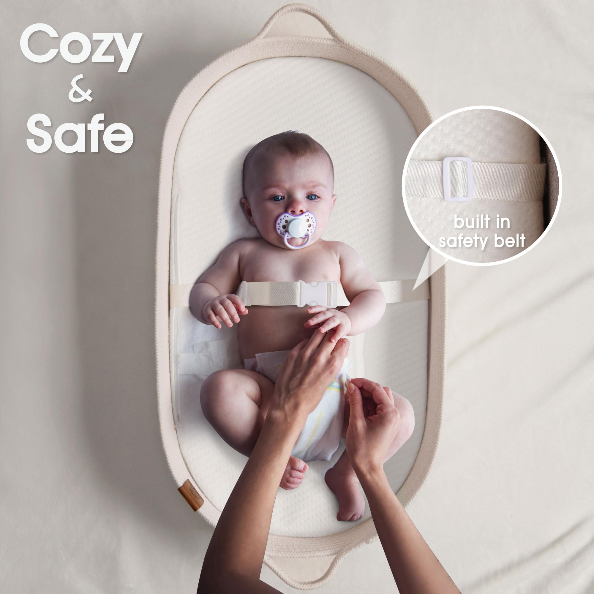 Baby Changing Basket Includes Diaper Caddy - Breathable & Waterproof Dual-Cover, Portable, Changing Pad for Dresser & Changing T