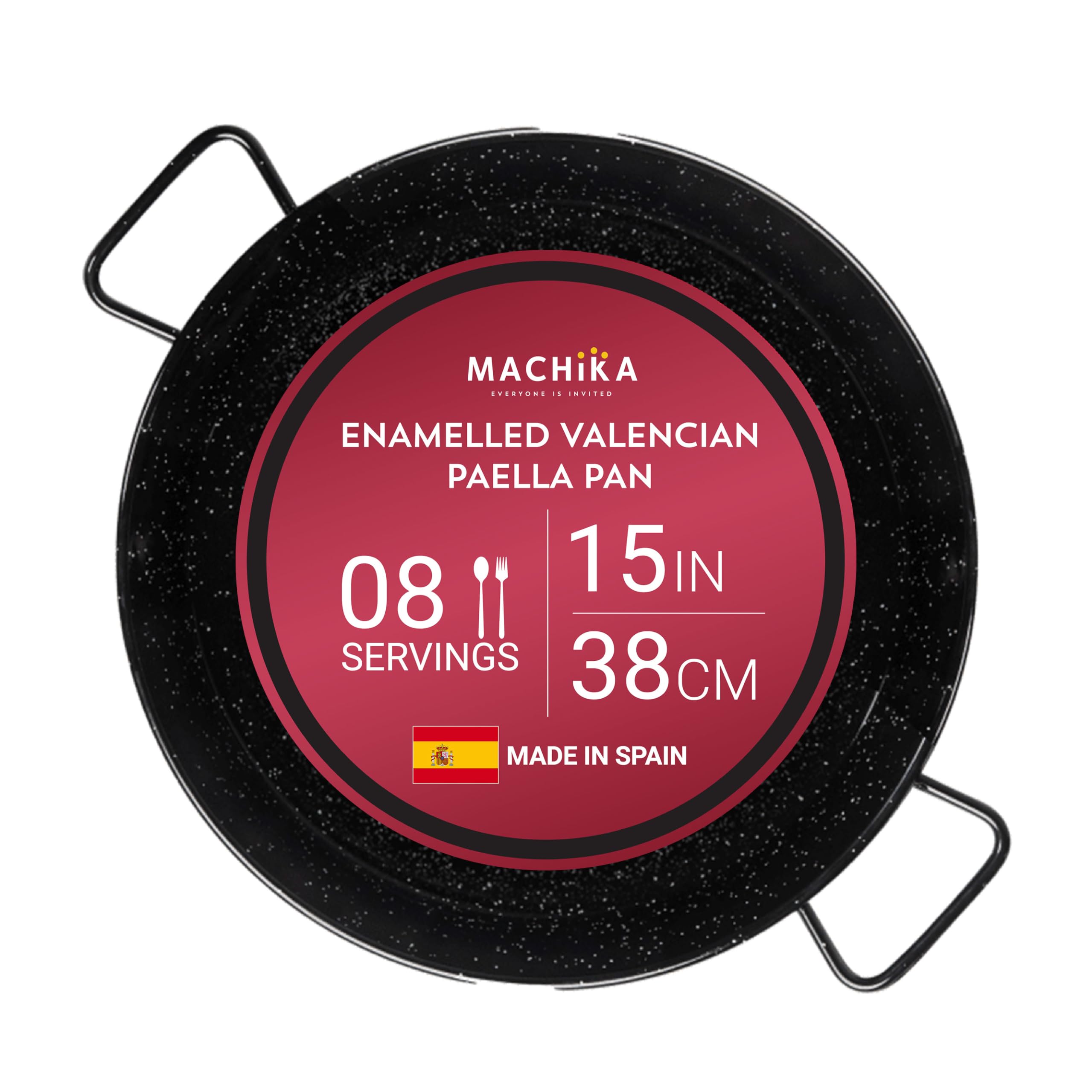 Machika Enamel Paella Pan | Paella Pan | Skillet for Paella and Rice Recipes | Perfect for Indoor & Outdoors | Easy Cleaning | R