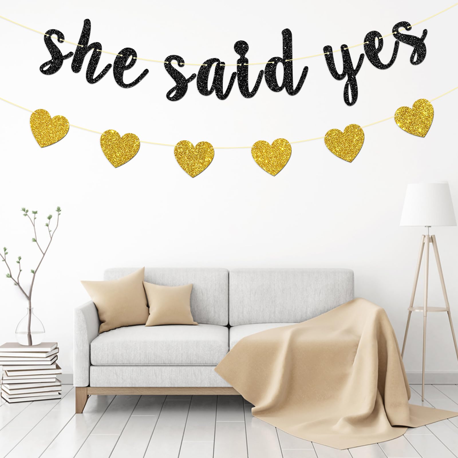 Dill-Dall She Said Yes Banner, Just Engaged, Happy Engagement Party Hanging Decor, Glittery Bachelorette Bride To Be Party Decor